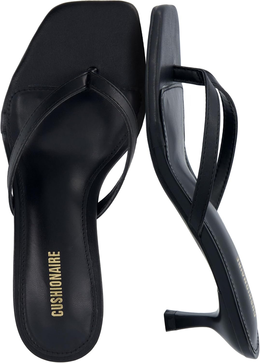 CUSHIONAIRE Miami Kitten Heels for Women, Thong Flip Flop Heeled Sandals with Memory Foam, Slip On Dressy Sandal