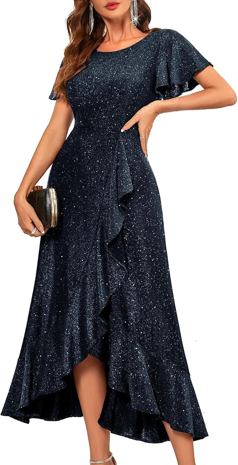 BeryLove Womens Wedding Guest Dress Sequin Formal Dresses for Women | Stunning evening gowns for women suitable for prom homecoming bridesmaid and mother of the bride formal events