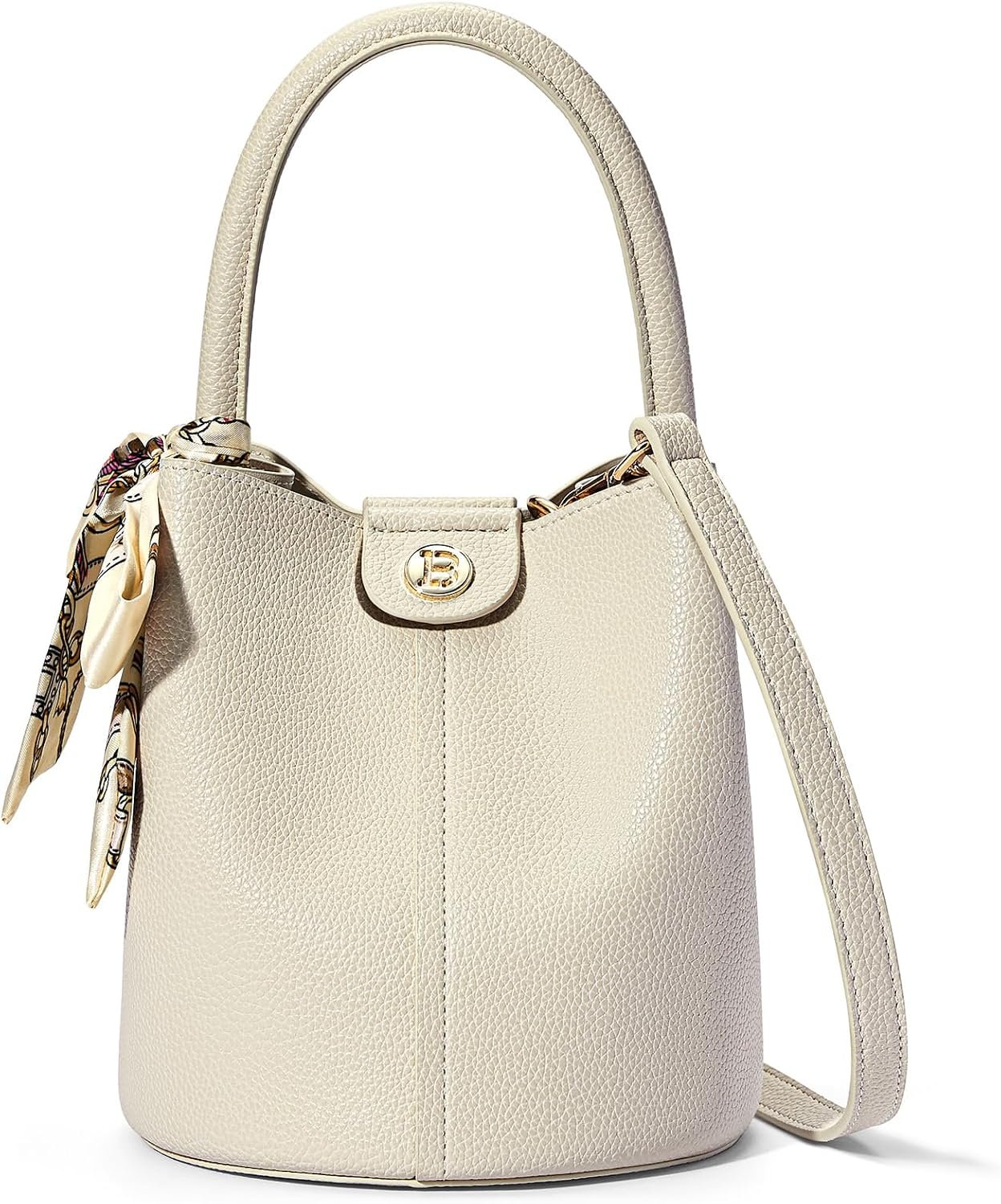 BOSTANTEN Small Crossbody Bags for Women Vegan Leather Purse Bucket bag | Removable Shoulder Strap, Mini and Cute, With Silk Scarf, Designer and Trendy, Soft Casual for Everyday Travel