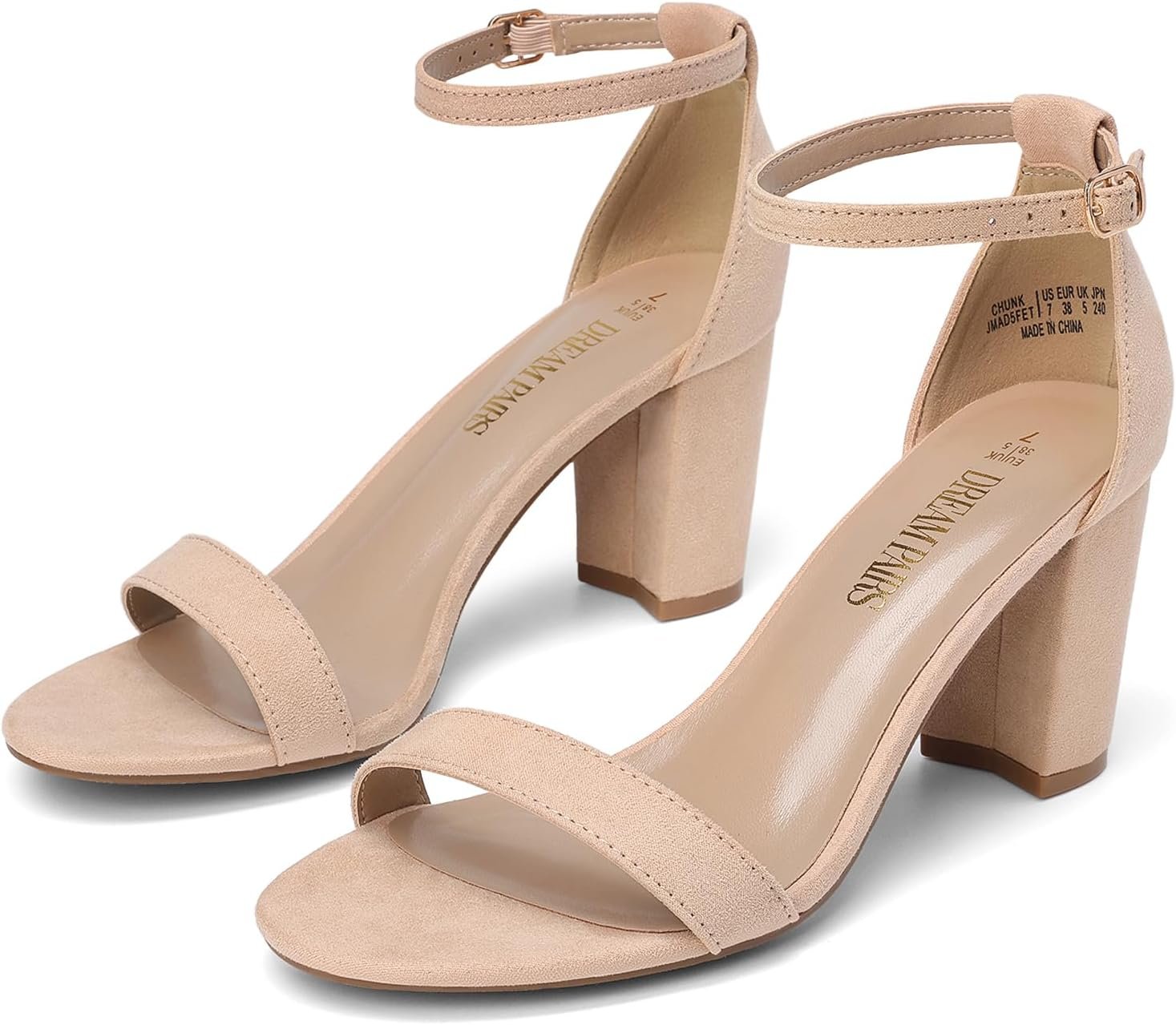 DREAM PAIRS Women’s Comfort Block Heel Sandals | Open Toe Adjustable Ankle Strap Chunky Dress Heels, Fashion Formal Heeled Sandals for Prom, Wedding Guest and Formal Events