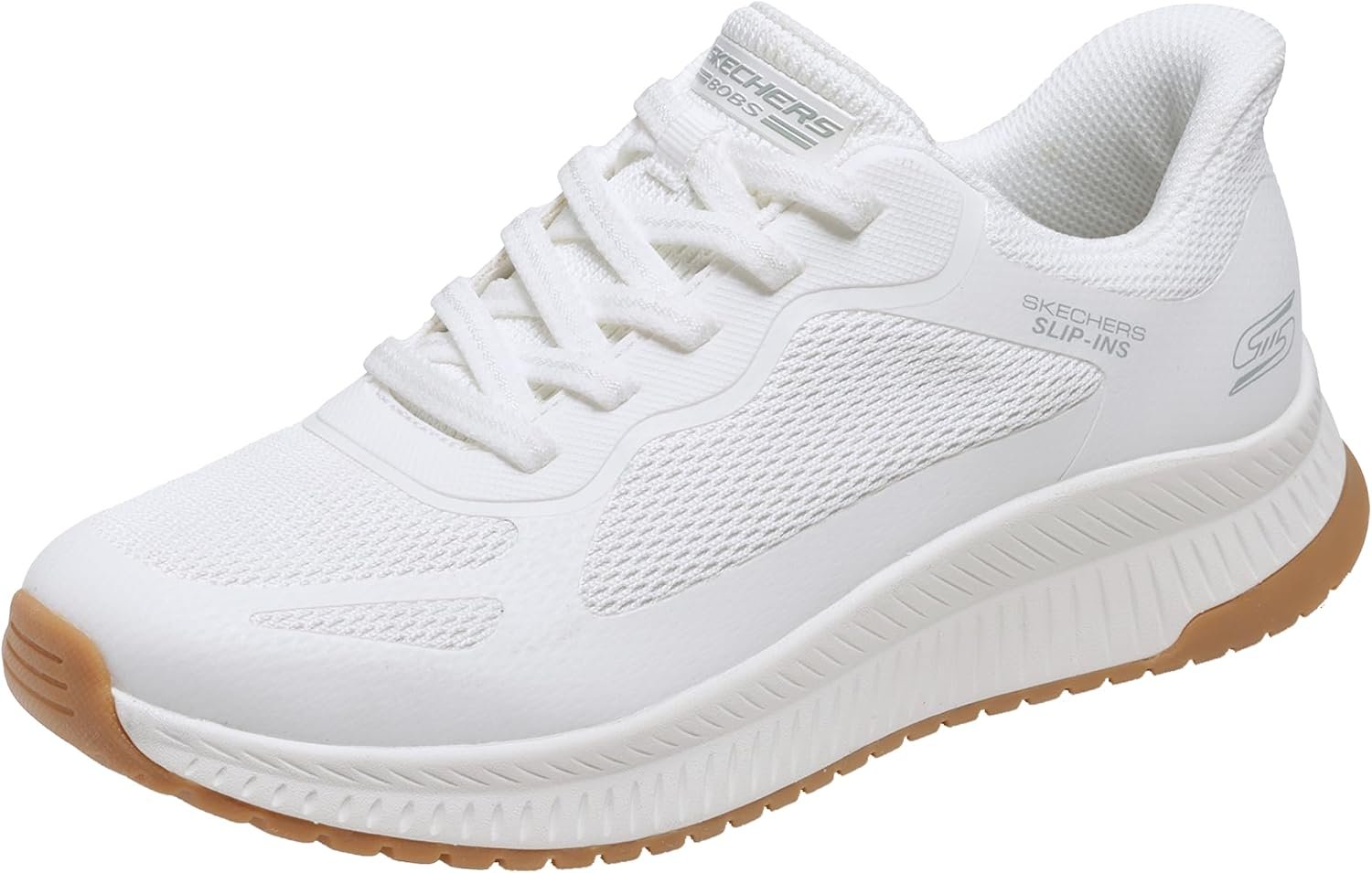 Skechers Womens Hands Free Slip-ins Bobs Squad 4 – Staple Look | Casual sneaker, Slip-ins, Memory Foam footbed, Heel Pillow, Flexible outsole, stretch laces – no tie fit, Machine Washable