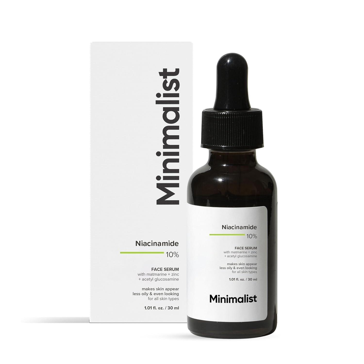 Minimalist Niacinamide 10% + Zinc Face Serum for Enlarged Pores & Excess Oil | Reduces Blemishes for Even Skin Tone | For Women & Men | 1 Fl Oz / 30 ml