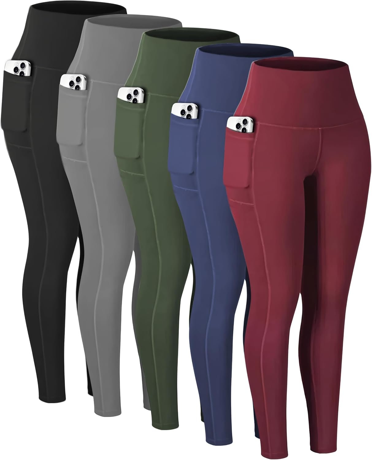 Diravo 5 Pack Workout Leggings for Women with Pockets – High Waisted Yoga Pants Women Tummy Control Gym Athletics Clothes