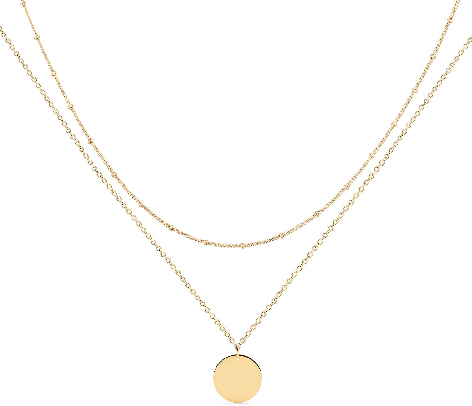 MEVECCO Layered Heart Necklace Pendant Handmade 18k Gold Plated Dainty Gold Choker Arrow Bar Layering Long Necklace for Women