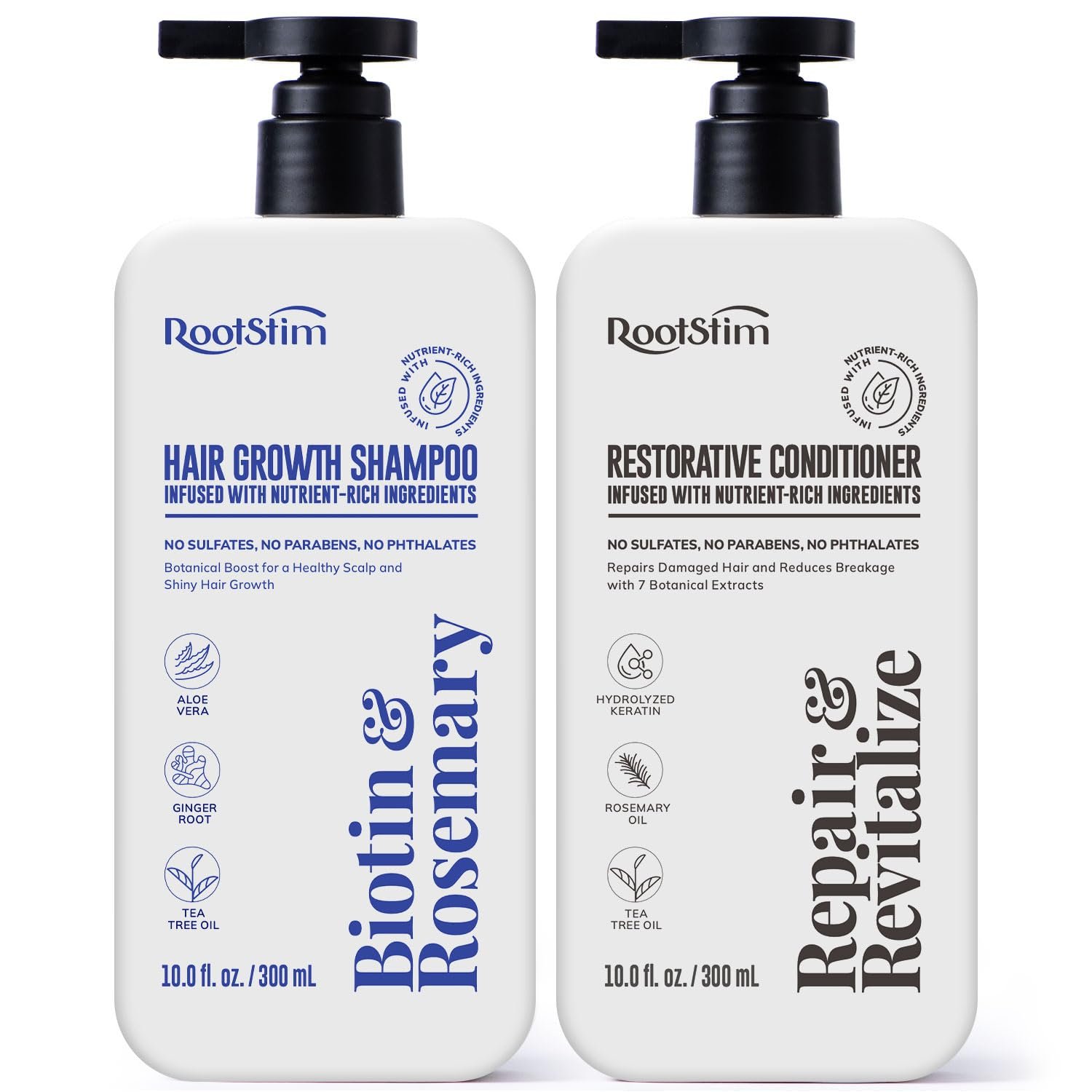 Hair Growth Shampoo and Conditioner Set – Rosemary & Biotin Shampoo and Conditioner for Hair Thickening – Botanical Boost for a Healthy Scalp, Hair Growth and Strengthen