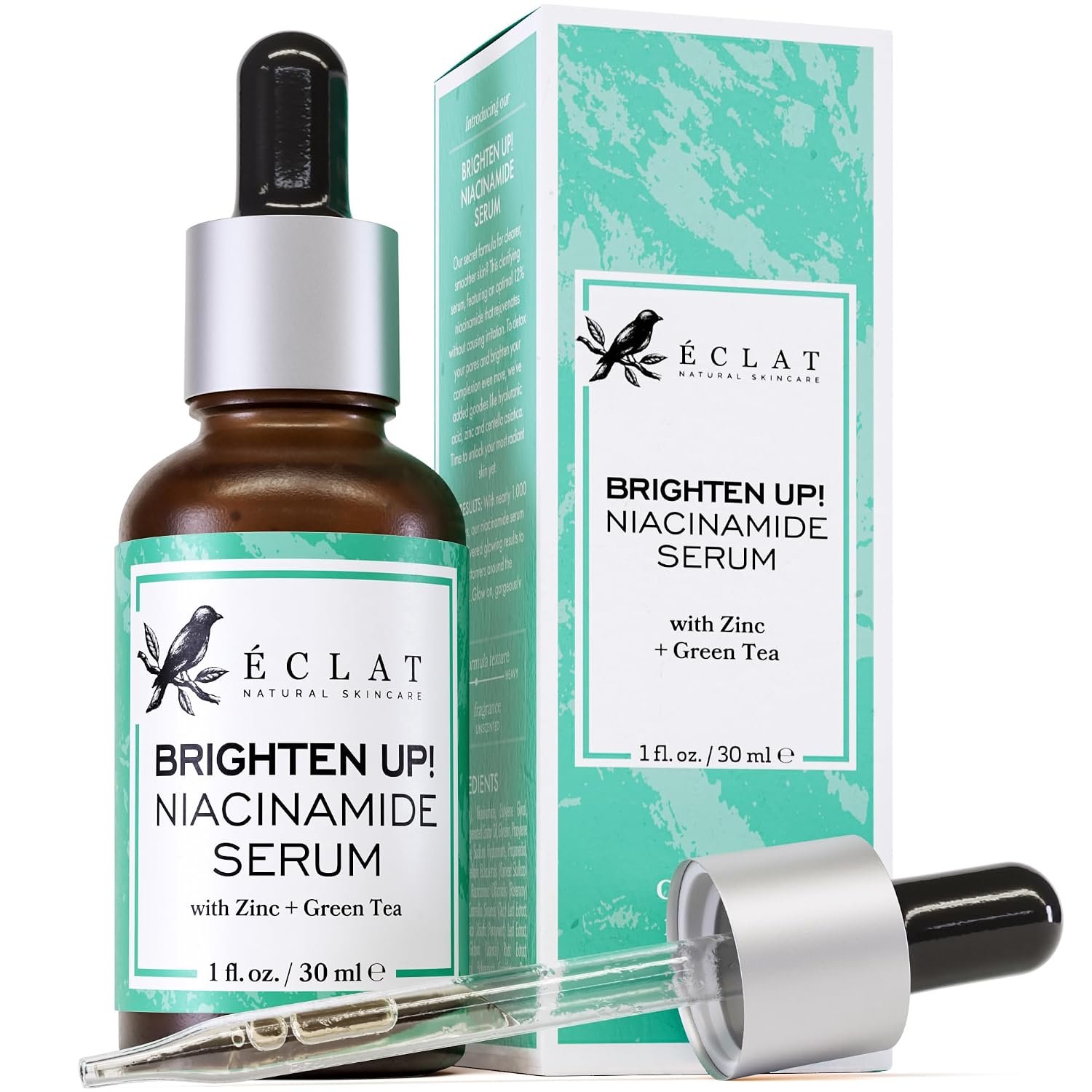 Eclat Skincare Clarifying Niacinamide Serum – 12% Niacinamide with Zinc PCA & Hyaluronic Acid – Hydrating & Soothing Formula – Face Serum for Minimizing Pores and Improving Skin Texture 1 Fl Oz