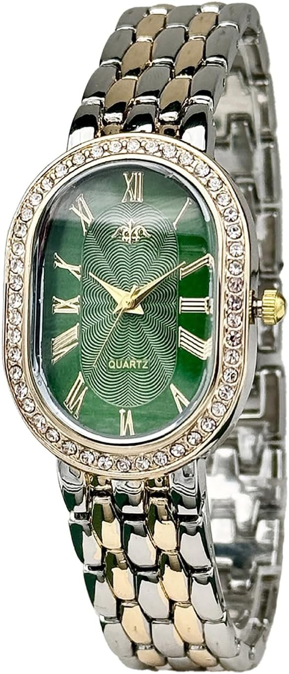 Women Vintage Gold Rome Watch Oval Case Analog Quartz Watch