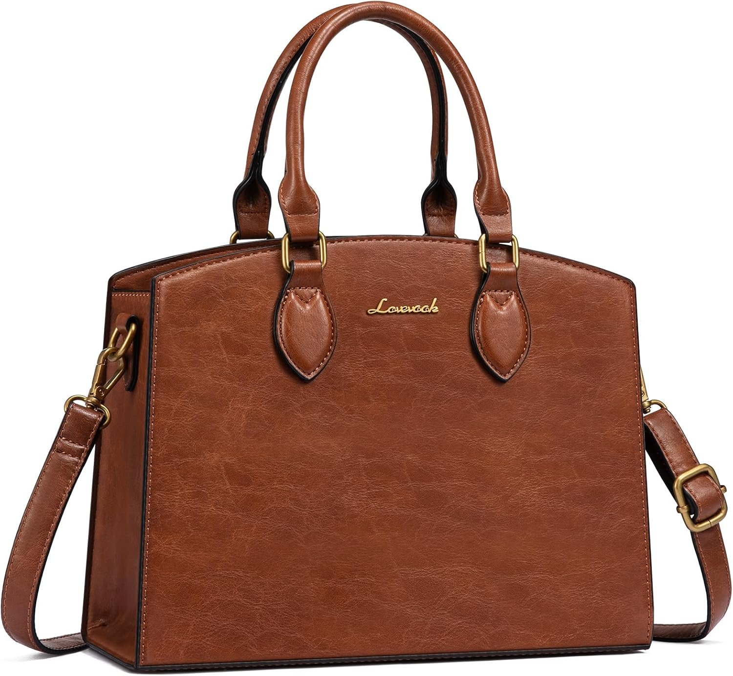 LOVEVOOK Purses and Handbags for Women, Vintage Tote Shoulder Bag Trendy, PU Leather Satchel Bag, Medium Ladies Hand Bag