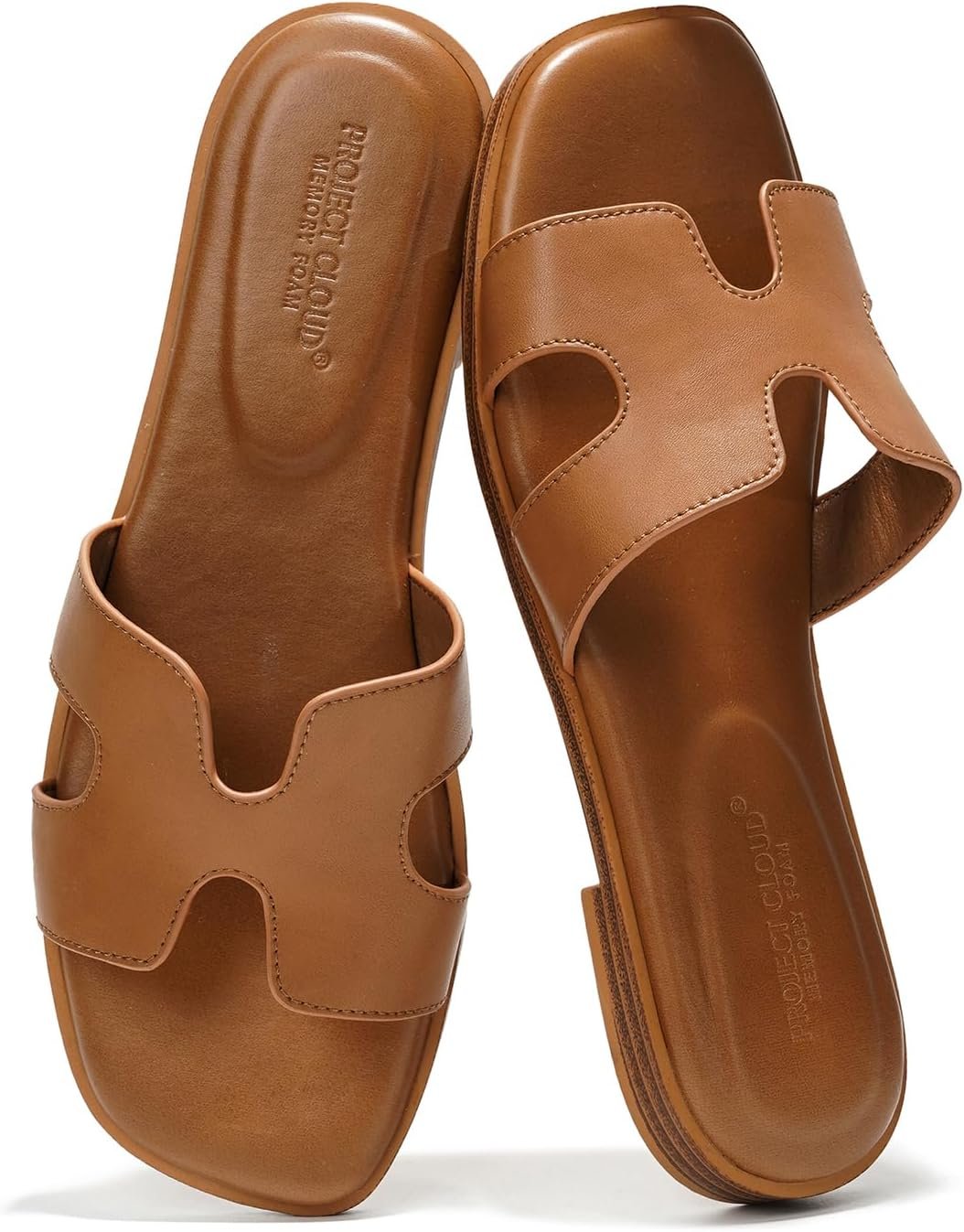 Project Cloud 100% Genuine Leather Sandals For Women (Jannel) | Sandals for Women Fashion Flat Womens Sandals with Memory Foam Insole Slides Sandals Women Footwear Mules Women’s Sandals