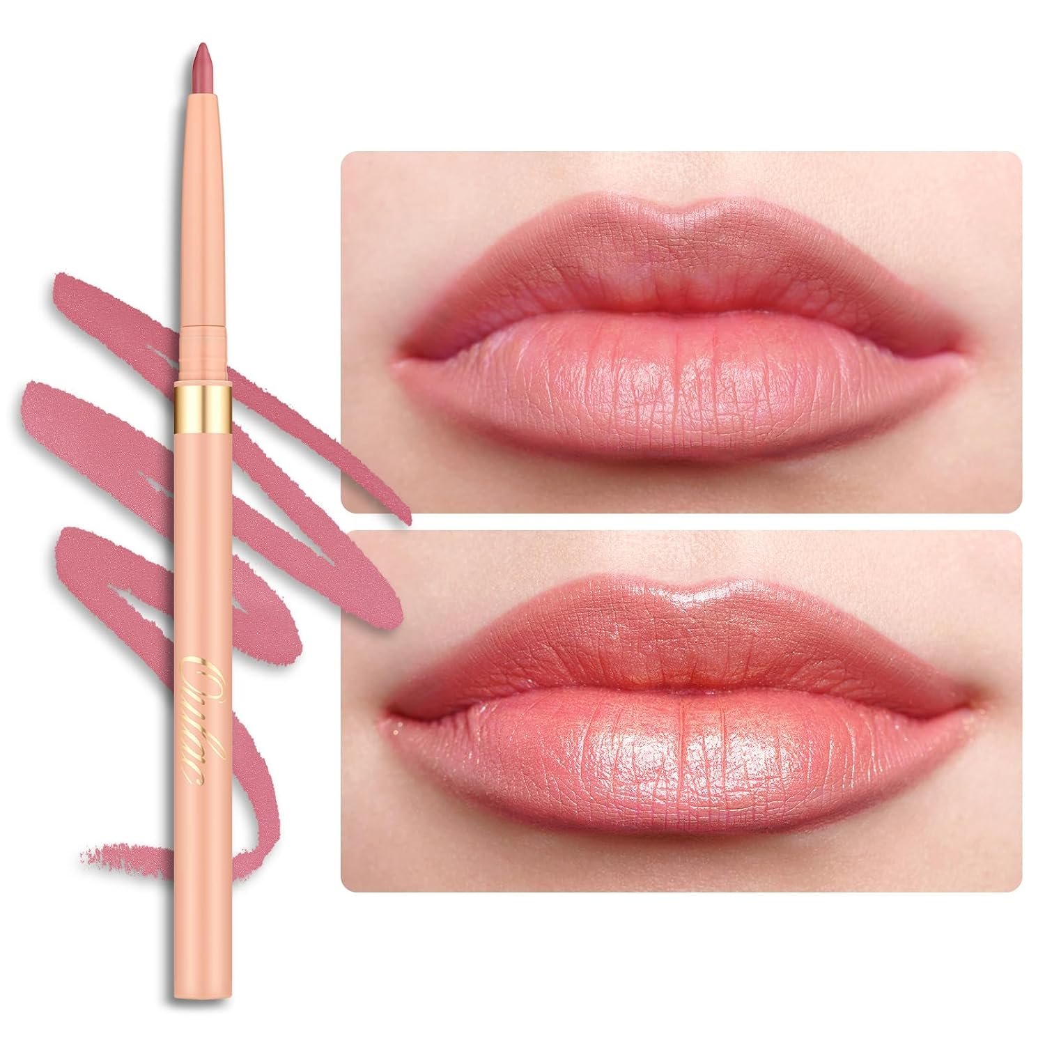 Oulac Waterproof Lipliner Pencil – Smooth and Creamy, Retractable Lip Makeup for Precision Application, Vegan & Cruelty-Free, LL01 Dusty Rose