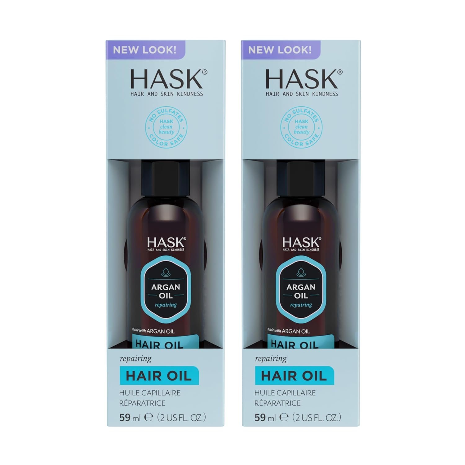 HASK ARGAN Repairing Hair Oil for shine and frizz control for all hair types, color safe, gluten free, sulfate free, paraben free – 2 Hair Oils