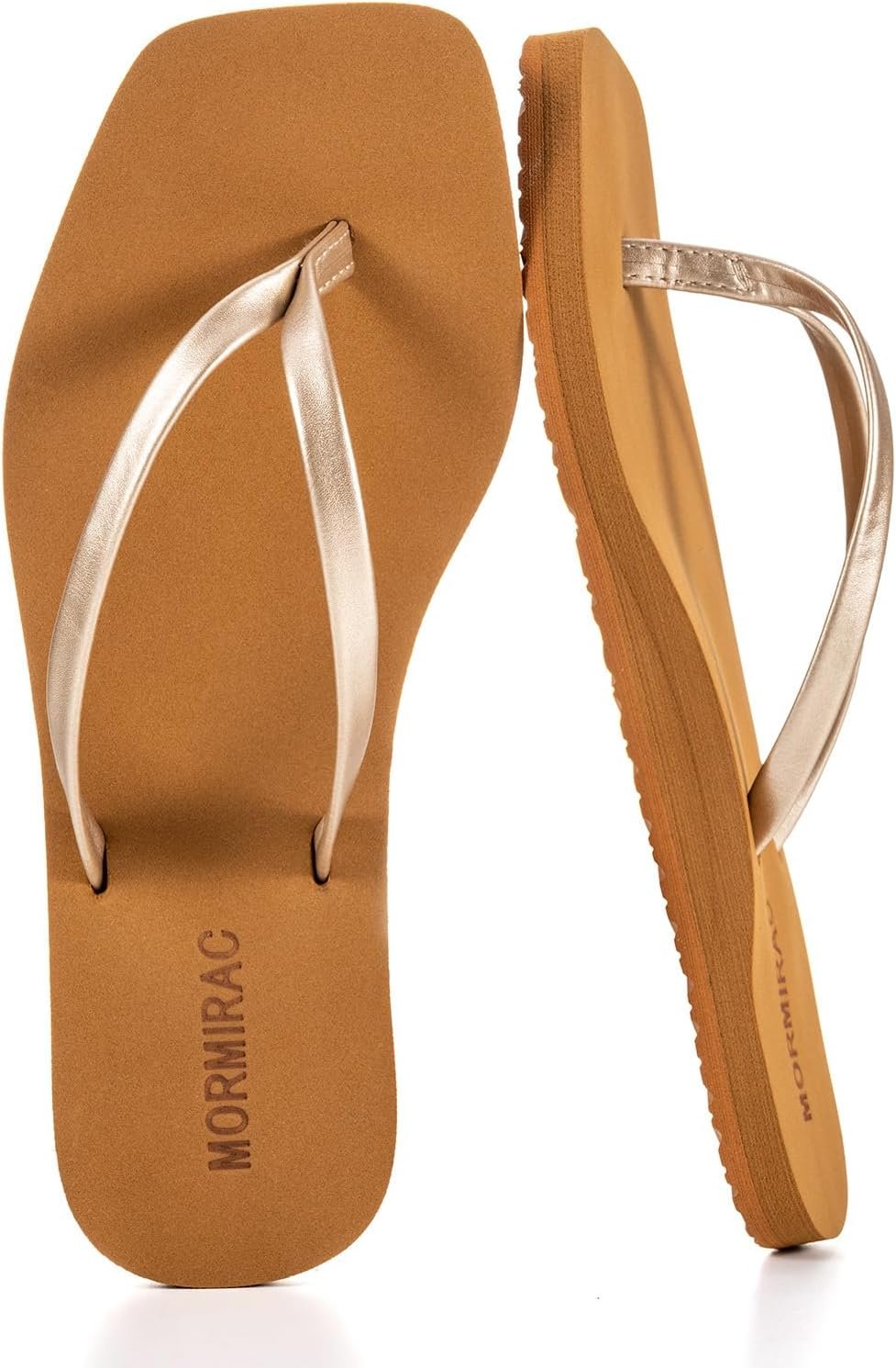 Womens Slim Leather Comfortable Flip Flops Summer Square Toe Sandals