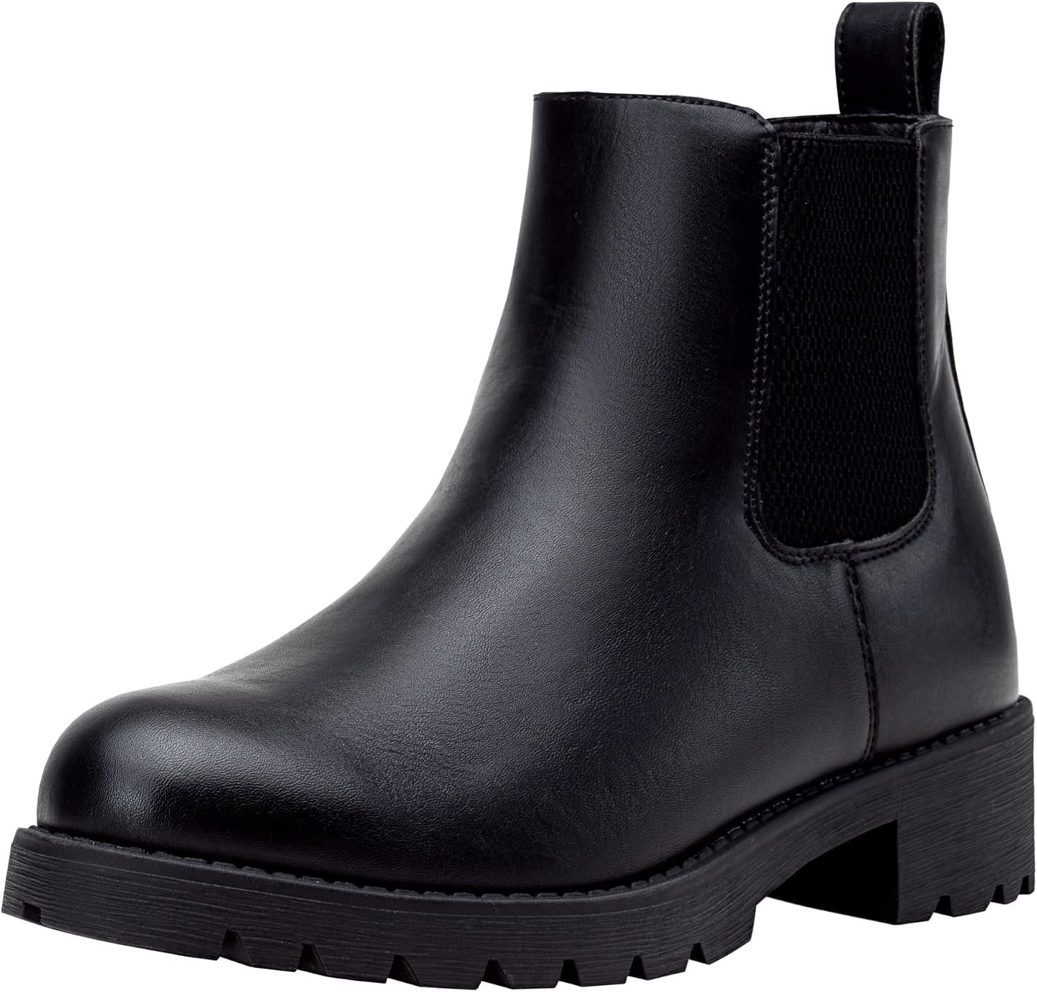Vepose Women’s Chelsea Ankle Boots Pull-On Low Heel Booties 9607 | Flat short boots with elastic side, round toe for casual daily