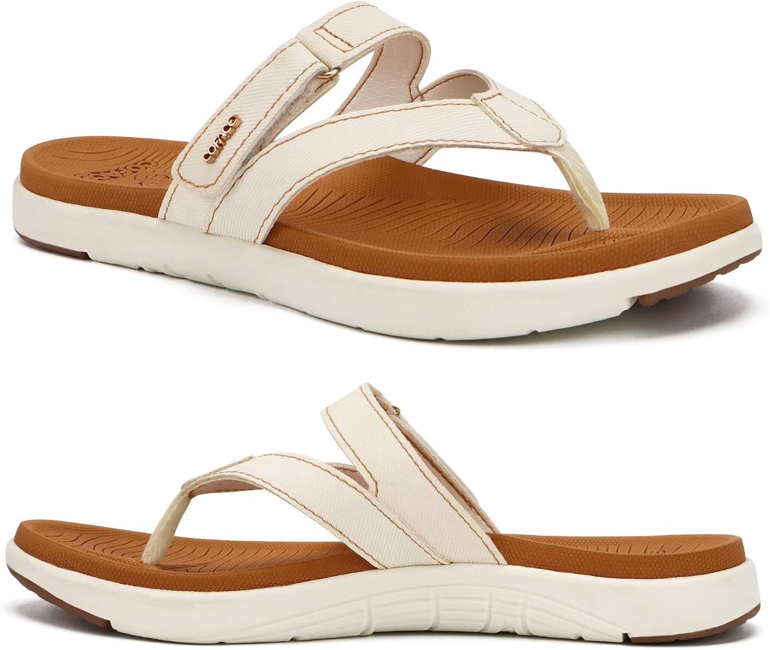 COFACE Womens Orthopedic Flip Flops Arch Support Yoga Walking Thong Sandals | Fashion Orthotic Ladies Slip On Lightweight Athletic Mat Recovery Cushion With Comfortable Plantar Fasciitis