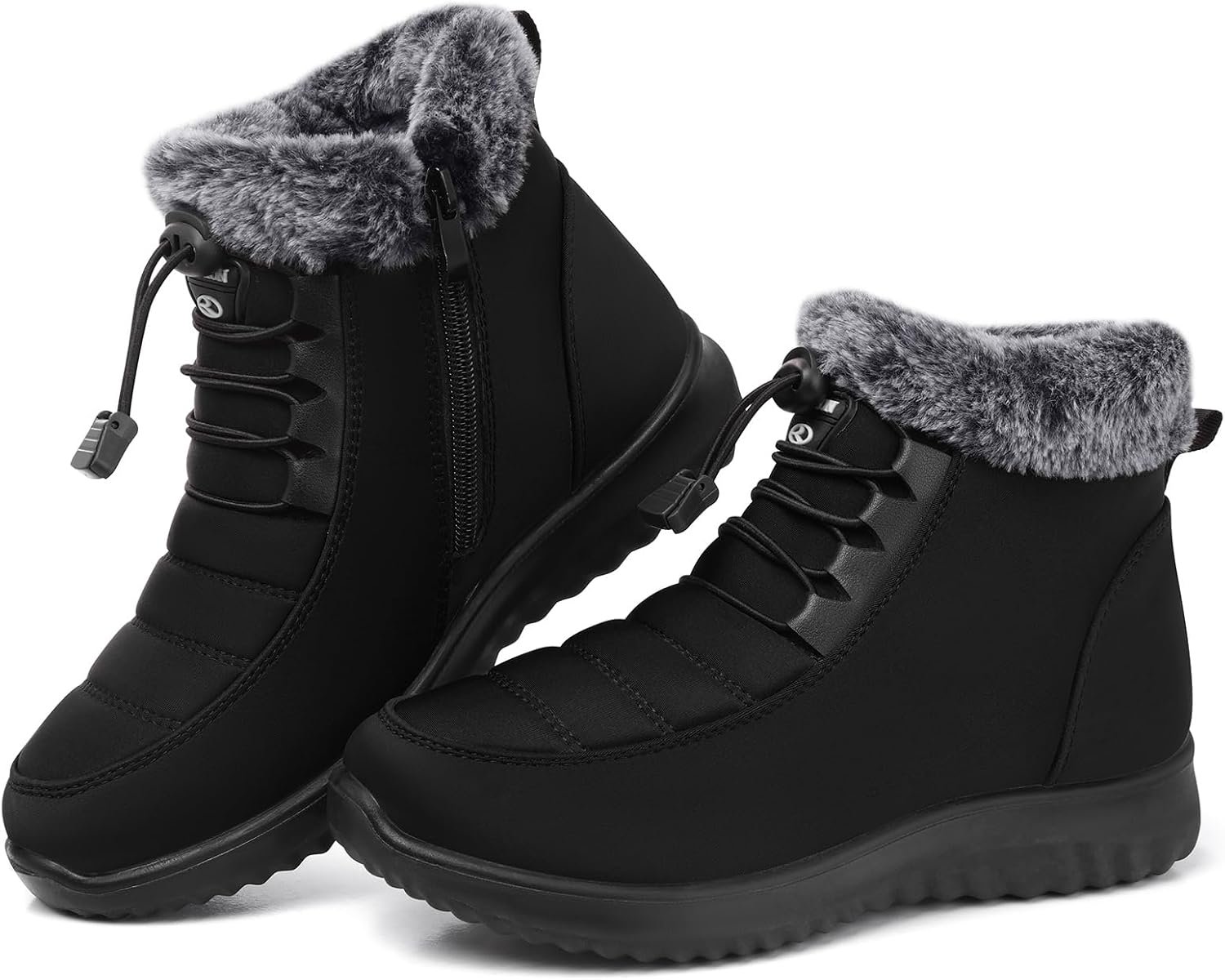 Winter Boots for Women Snow: Fur Lined Warm Ankle Boots | Water Resistant Anti-slip Zipper Outdoor Walking, Adjustable Comfortable Snow Shoes for Cold Weather Size 5-12