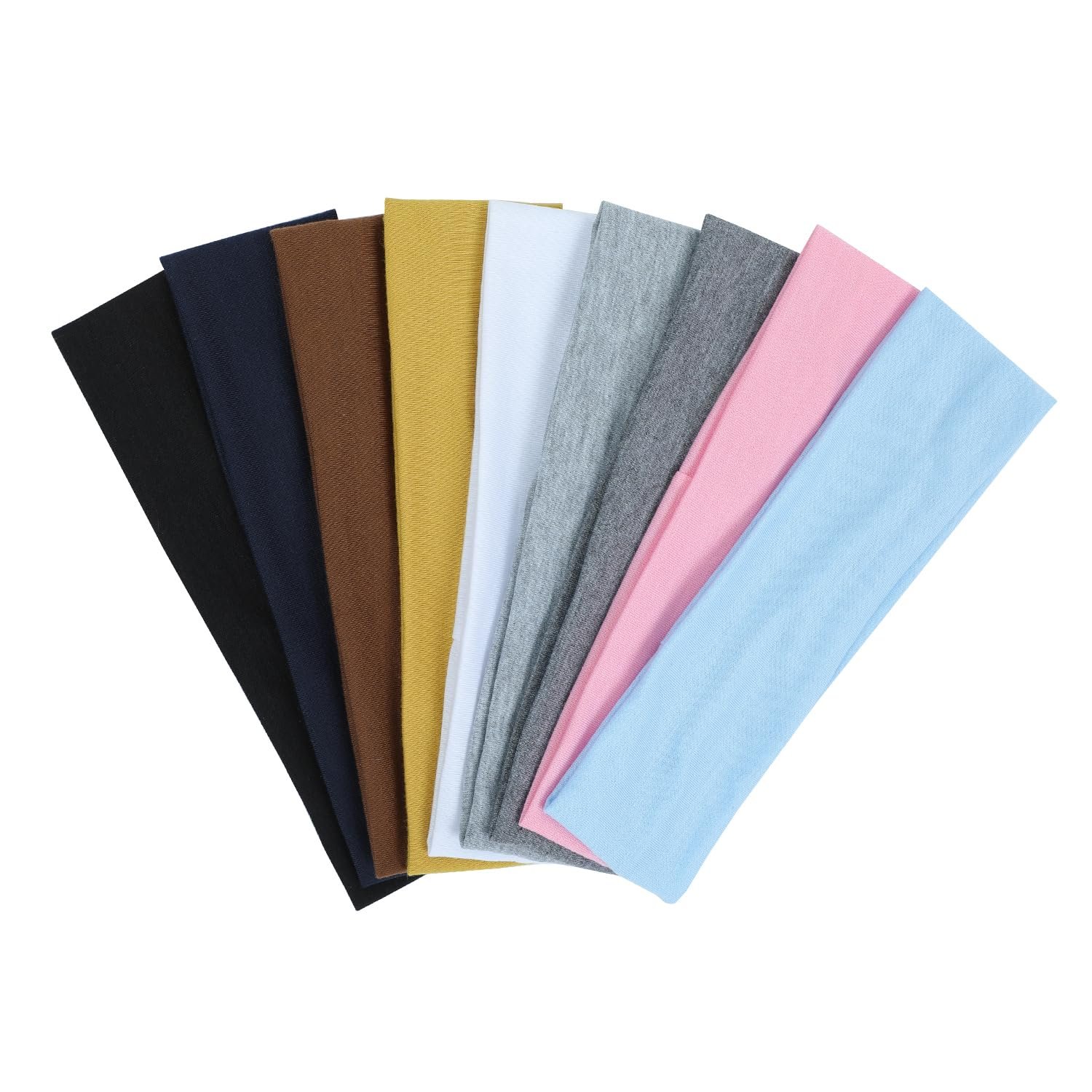 9Pcs Headbands for Women Non Slip, Soft Elastic Hair Bands for Women’s Hair | Cotton Cloth Stretchy Sweat Bands, Fashion Headband for Sports, Makeup, Running, Yoga, Workout (9Colors-A)