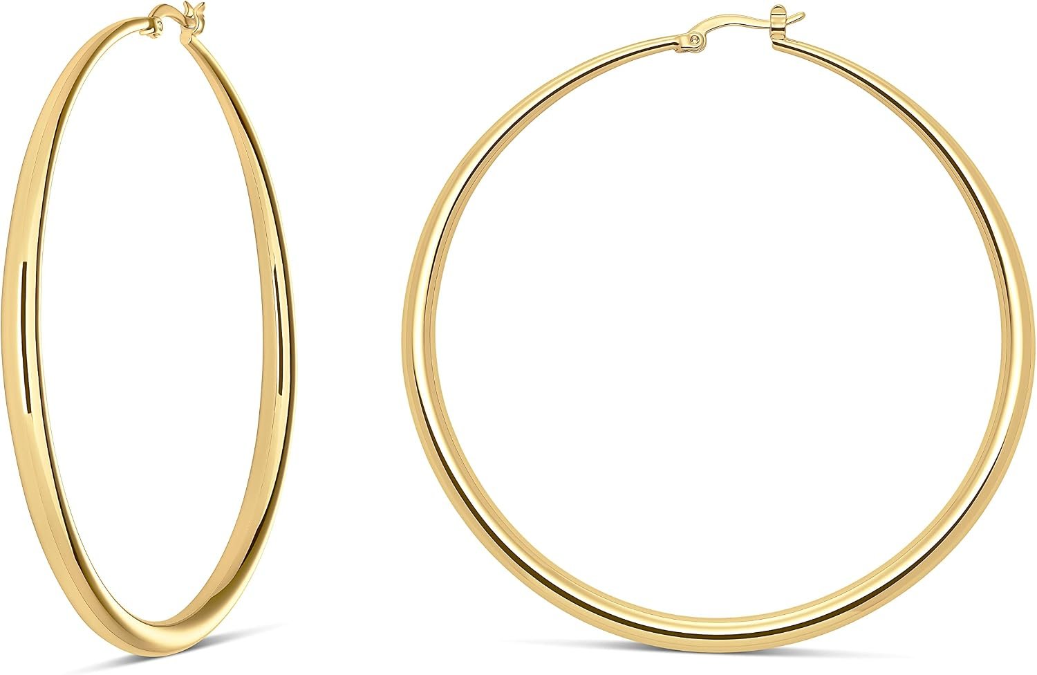 Milla Graduated Hoop Earrings for Women | Elegant Curved Profile, Comfortable Fit, Available in 14K Gold, Rose Gold, or Silver Plated Finish, Different Sizes