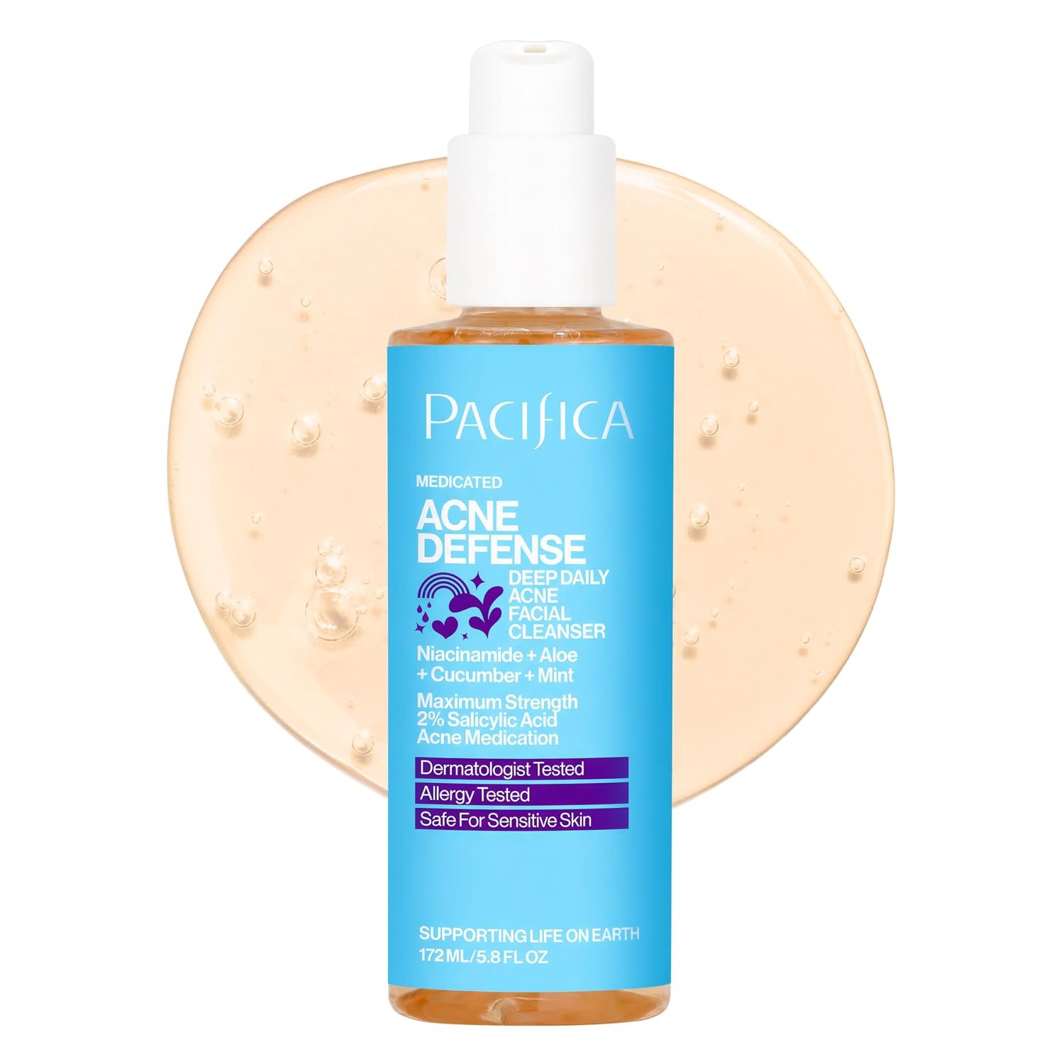 Pacifica Acne Defense Face Wash – Deep Pore Purifying Face Cleanser – w/ 2% Salicylic Acid, Pore Reducing Niacinamide & Inflammation Reducing Cucumber – for Sensitive Skin Vegan Dermatologist Tested