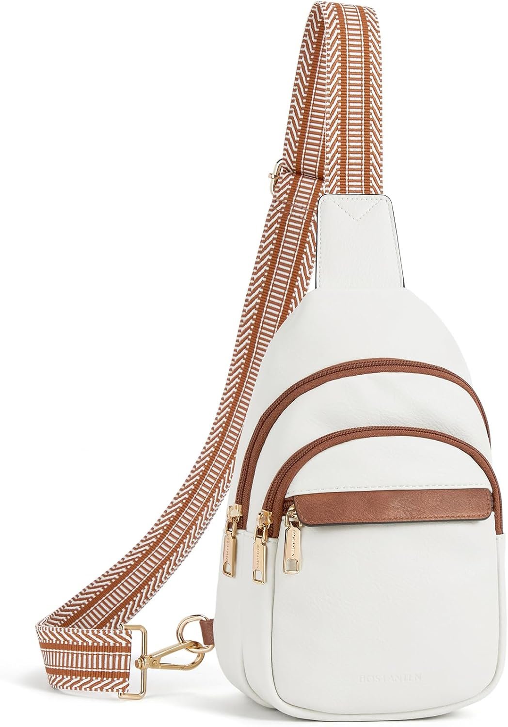 BOSTANTEN Sling Bag for Women Leather Crossbody Bags Fanny Pack Chest Bag for Travel | Adjustable Wide Strap, Small, Anti Theft, Lightweight, Multi Pockets and Carrying Way, Card Slot, Cute Trendy for Everyday