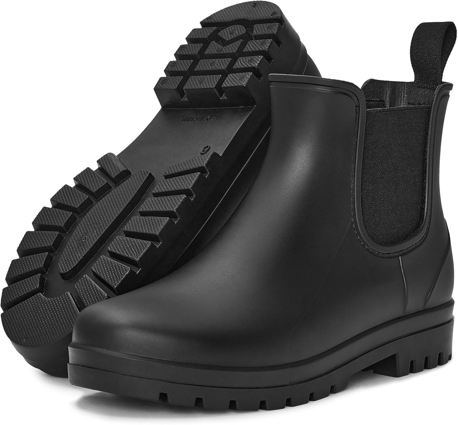 Planone Short Rain Boots for Women Fashion Waterproof Chelsea Boots Ankle Non-Slip Matte Rubber Boots Lightweight Outdoor Garden Shoes Work Booties for Ladies with Arch Support and Removable Comfort Insole