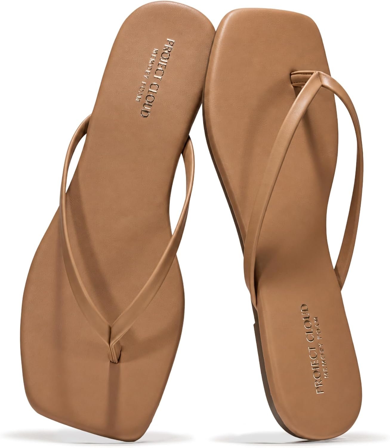 Project Cloud Square Toe Flip Flops For Women – Sandals Women(DEDICATION) | Womens Flip Flop with Memory Foam Insole Beach Essentials Womens Sandals – Thong Sandals Women Footwear – Square Toe Sandals