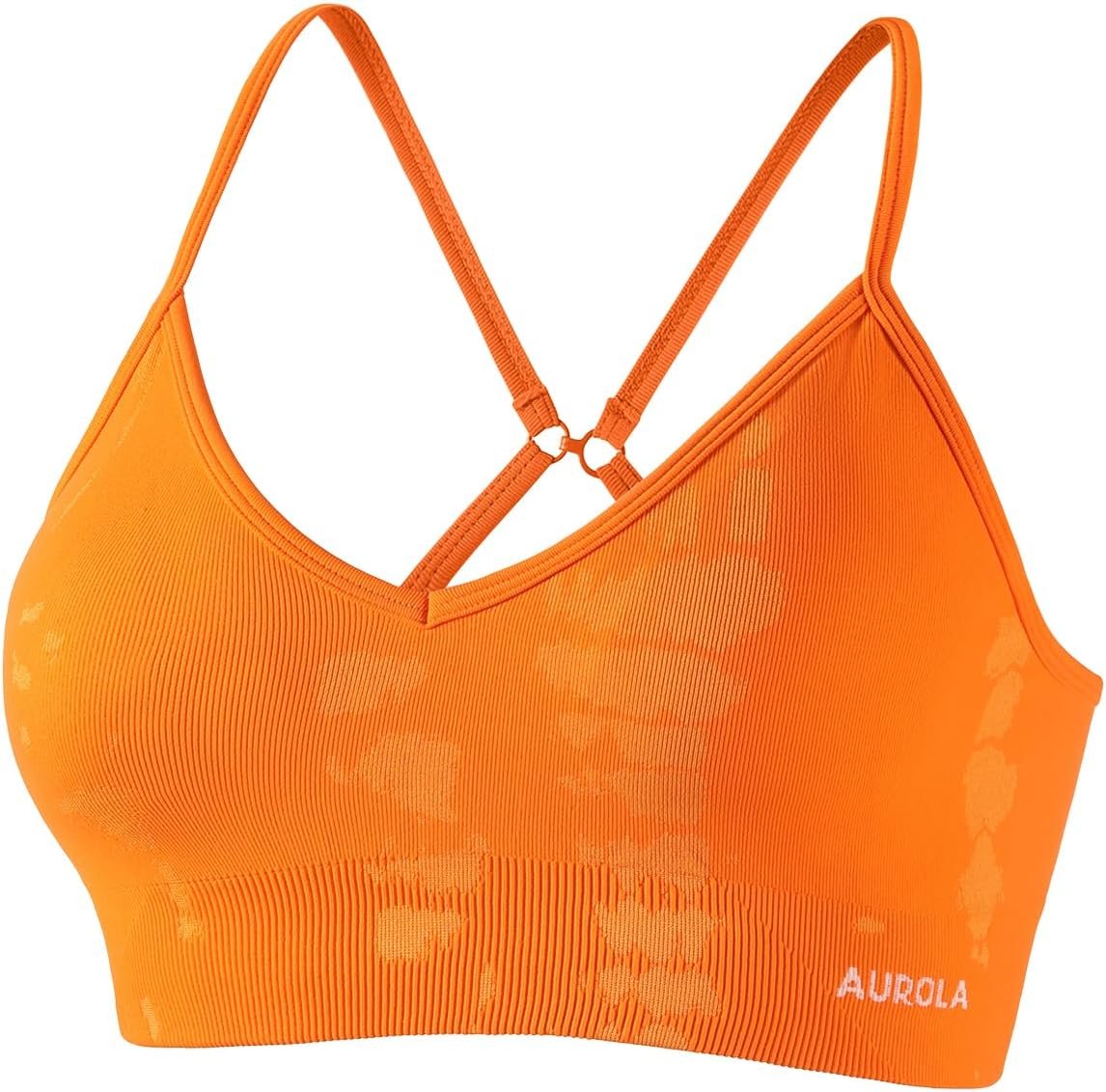 AUROLA Serpent Women’s Seamless Strappy Sports Bra Workout Top | Removable Pads, Adjustable Strappy Back, Open Back Design, Light Support, Deep V Neck, Stretch Fabric, Yoga, Pilates Bra