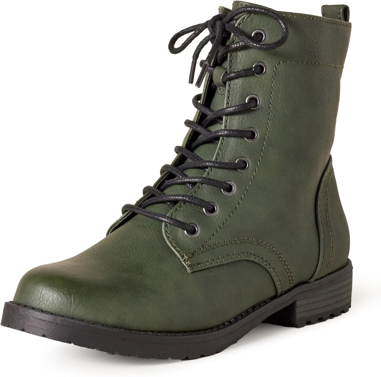 Amazon Essentials Women’s Lace-Up Combat Ankle Boots with Side Zipper, Lug Sole