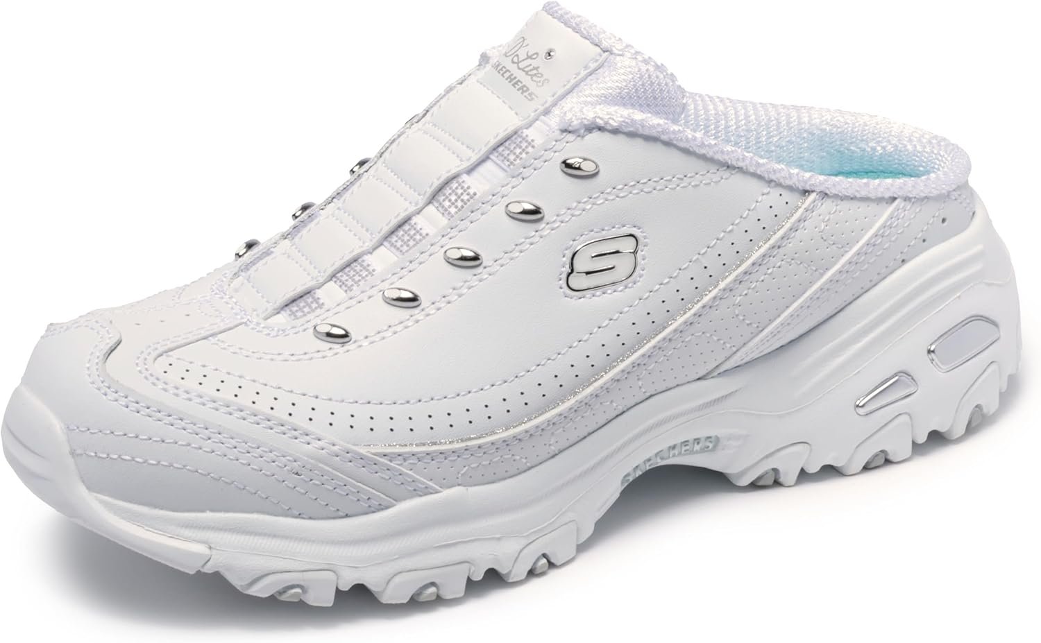 Skechers Women’s D’Lites Bright Sky Slip-On Sneaker | Air-Cooled Memory Foam Insole, Cushioned midsole with flexible outsole, Sporty fashion sneaker with open back design