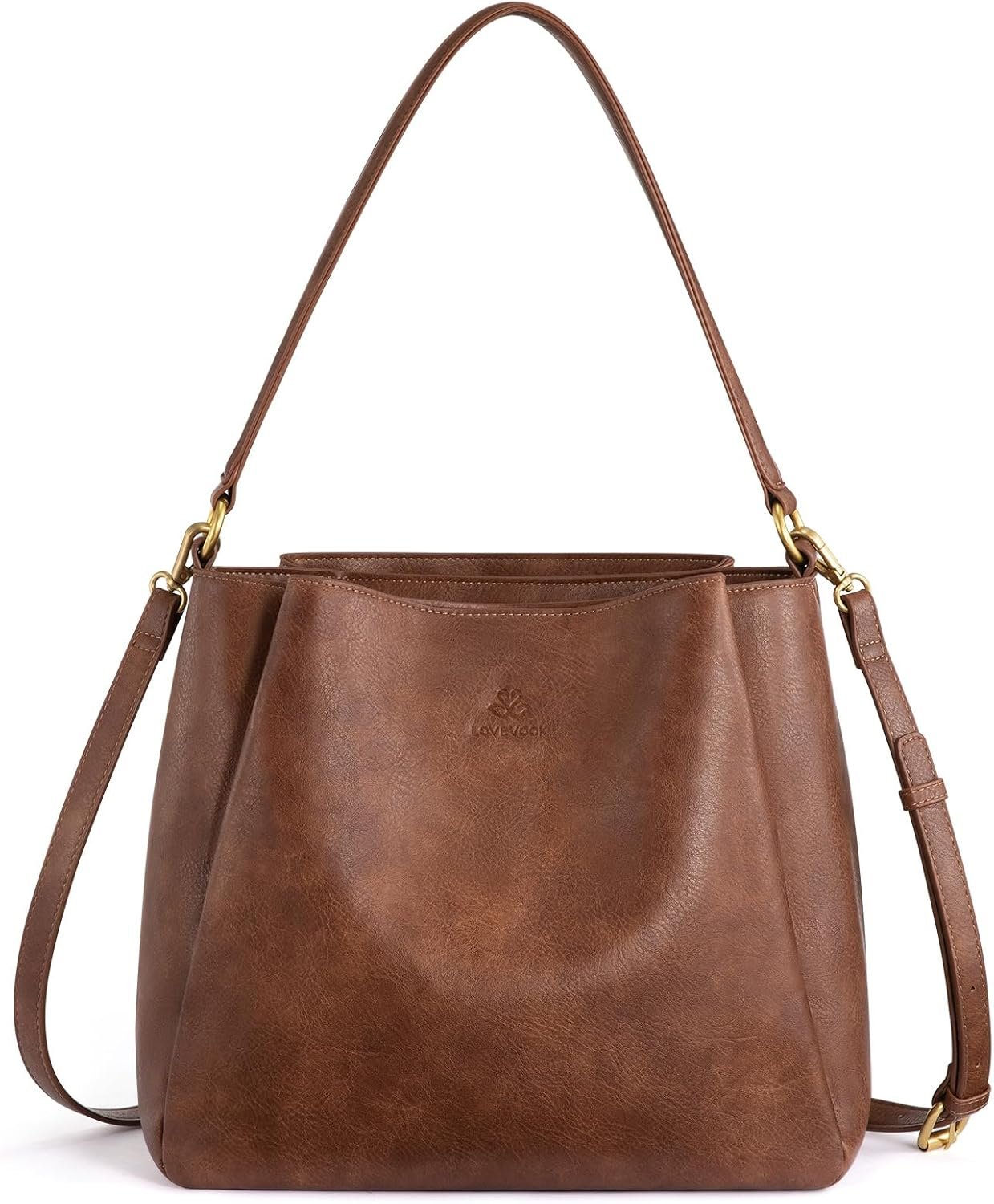 LOVEVOOK Hobo Bag for Women with Three Large Compartments Womens Purse | Waterproof Handbags with Adjustable Crossbody Strap, Vegan Leather Shoulder Bag for Work Shopping Travel, Fits 11″ Tablet