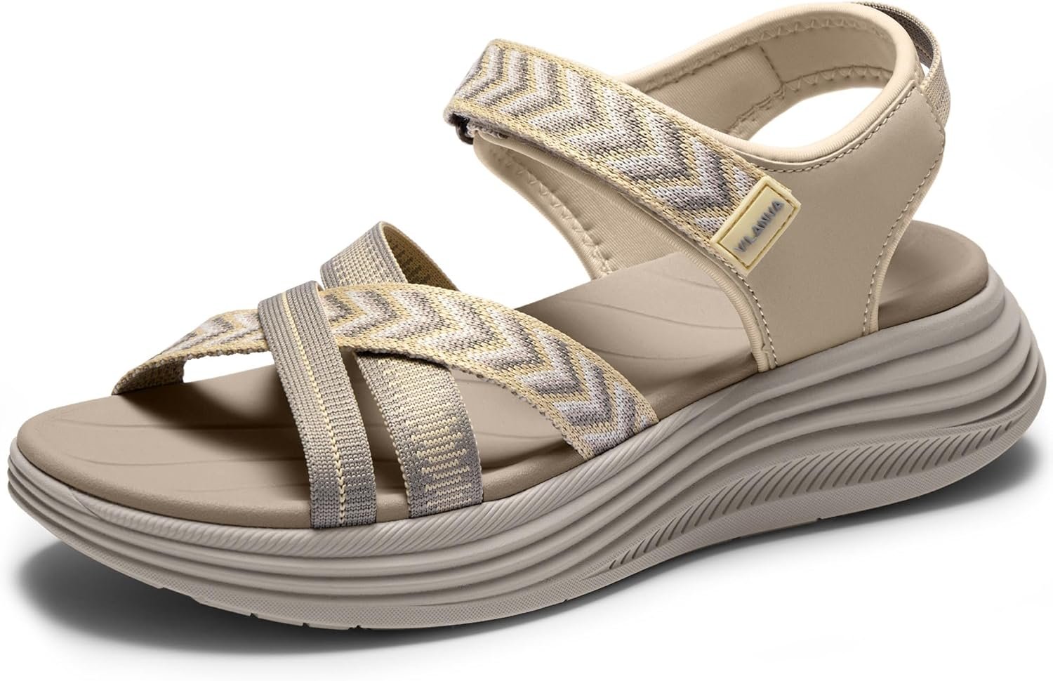 Vilanva Women’s Comfortable Orthopedic Platform Walking Sandals with Arch Support Adjustable Buckle Cushioned Midsole for Plantar Fasciitis Relief Casual Sport Summer Outfits