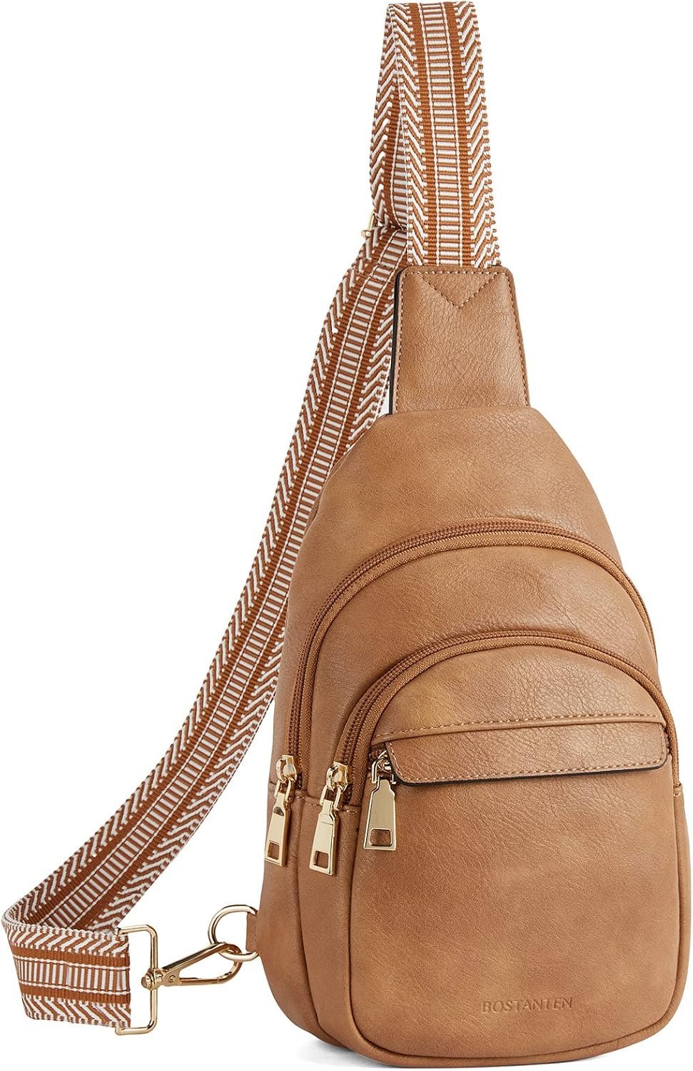 BOSTANTEN Sling Bag for Women Leather Crossbody Bags Fanny Pack Chest Bag for Travel | Adjustable Wide Strap, Small, Anti Theft, Lightweight, Multi Pockets and Carrying Way, Card Slot, Cute Trendy for Everyday