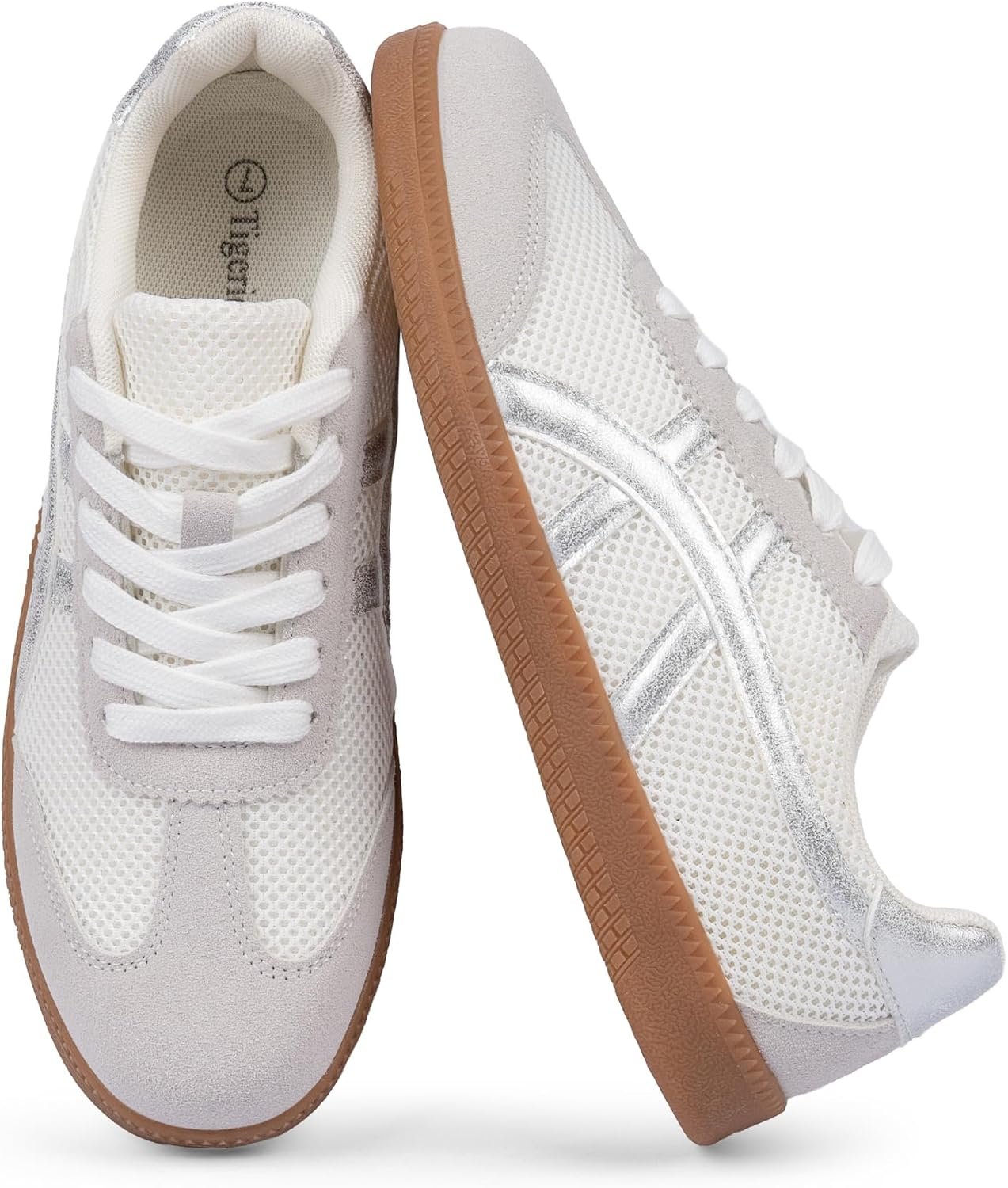 Tigeridea Casual Sneakers for Women Lightweight Lace Up Tennis Shoes | Non-slip Lace Up Fashion Sneaker, Round Toe Retro Walking Shoes, 2026 Trendy Comfortable Trainers