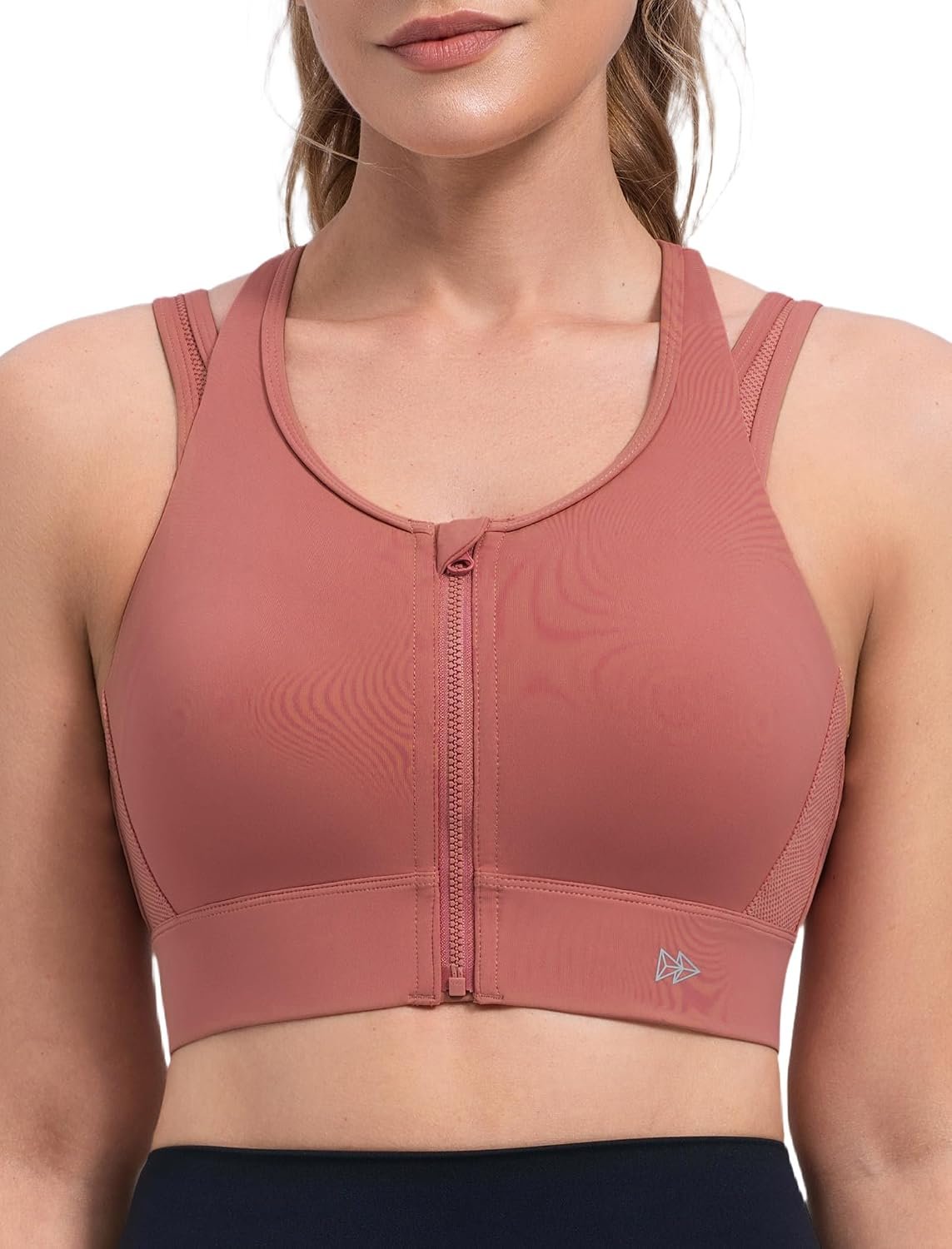 Yvette Front Closure High Support Sports Bras for Women Double Straps Plus Size Sports Bra with Sewn in Pads