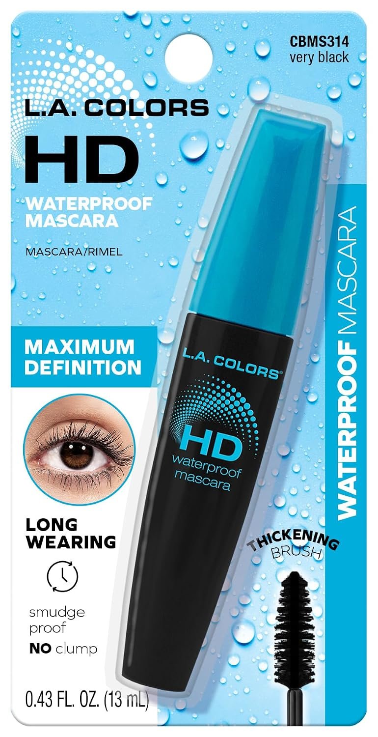 L.A. COLORS HD Waterproof Mascara, Very Black – Carded CBMS314