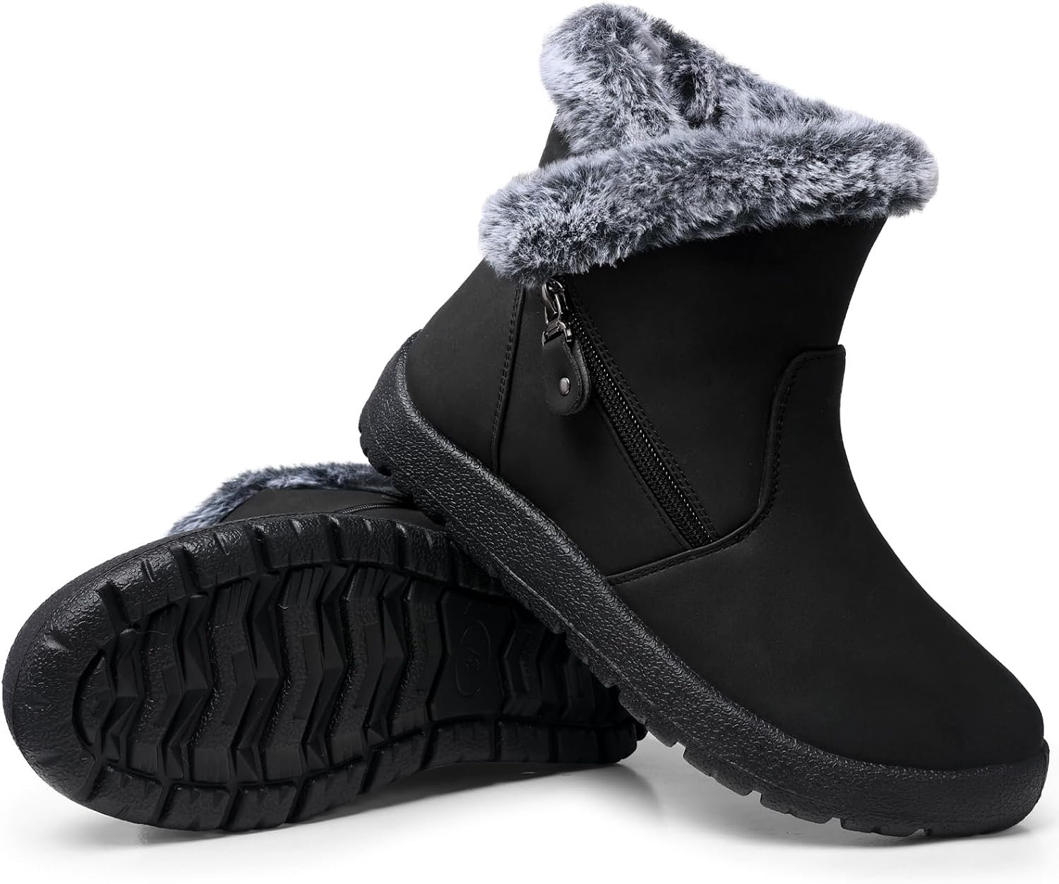 Winter Snow Boots for Women: Waterproof Ankle Warm Fur Lined Boot | Slip On Insulated Side Zipper Womens Flat Shoes Non-Slip Comfort Lightweight for Walking Casual Work in Cold Weather