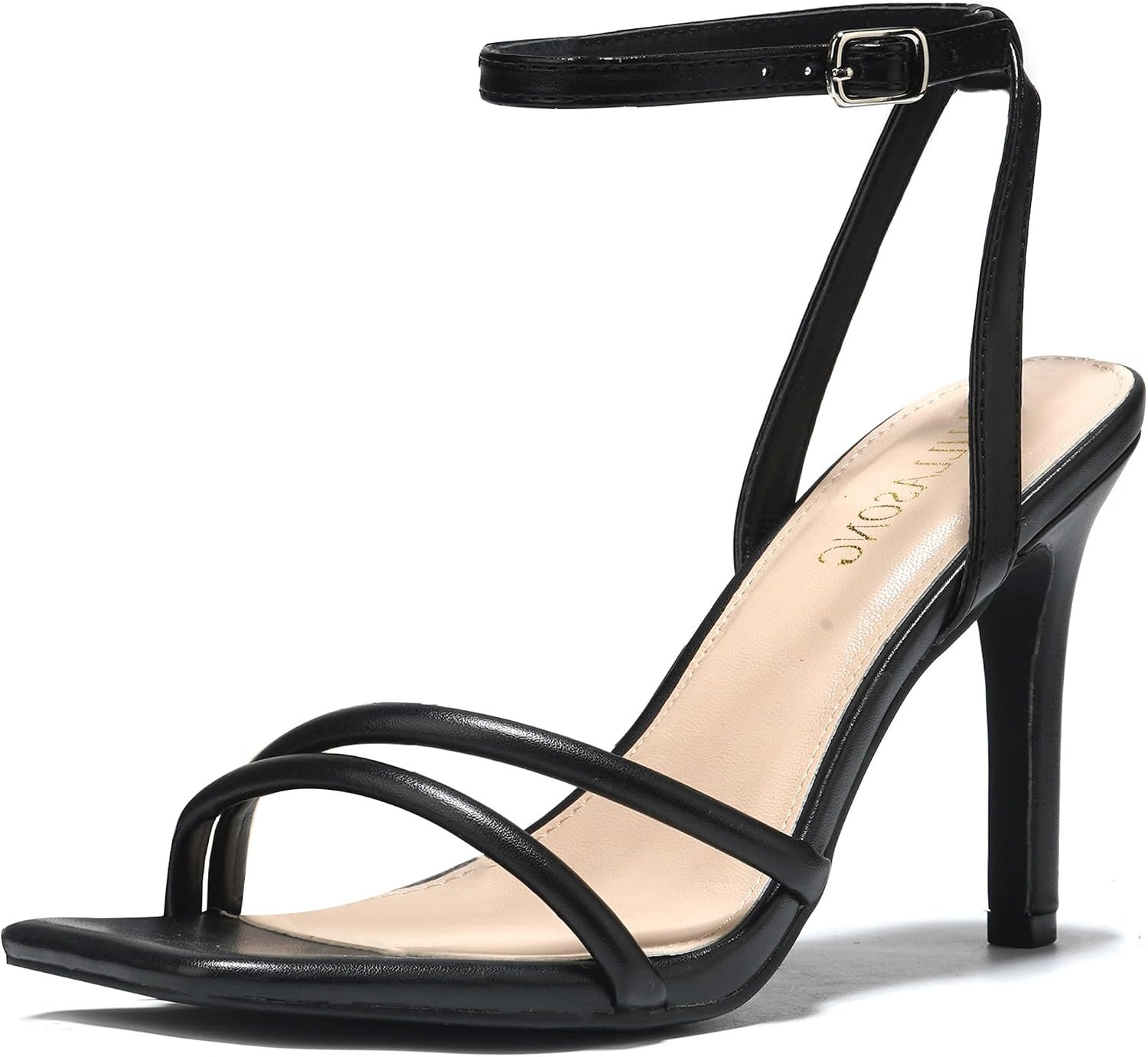 LULLASONG Women’s Heels Strappy Ankle Strap High Heels 3.5 Inch Heeled Square Open Toe Sandals for Women