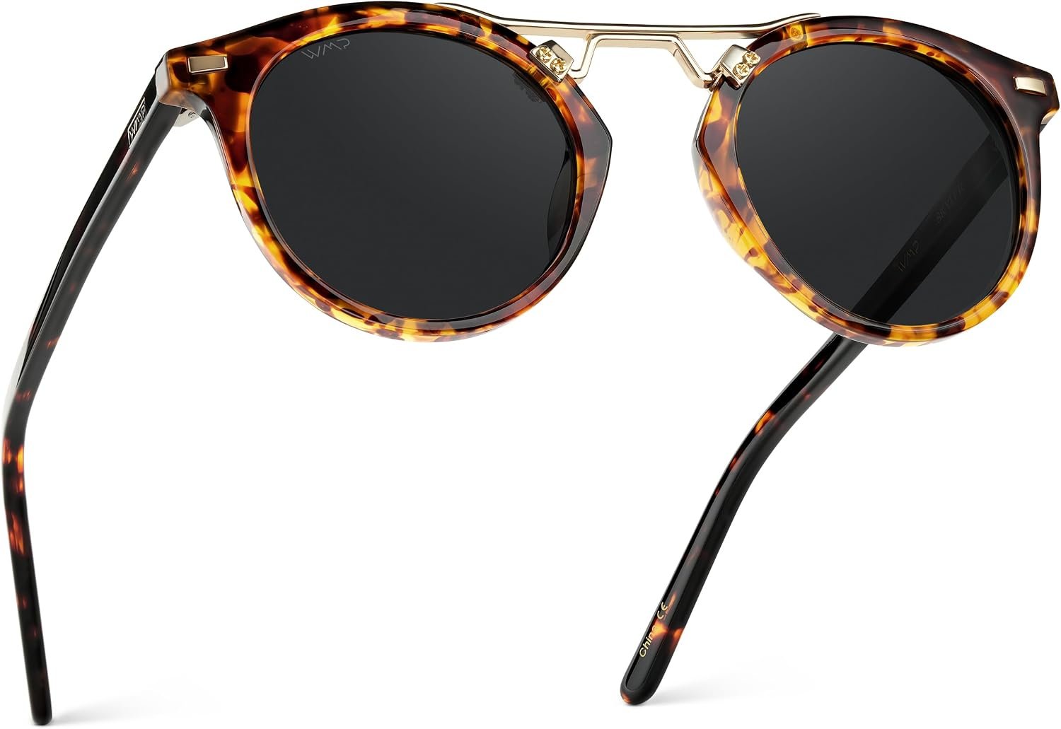 WearMe Pro Skyler Women’s Polarized Sunglasses, Double-Bridge Round, UV400 | Shatter-Resistant Lenses, Durable Metal Core, Compliment-Worthy Style, Includes Microfiber Pouch for Cleaning/Storage