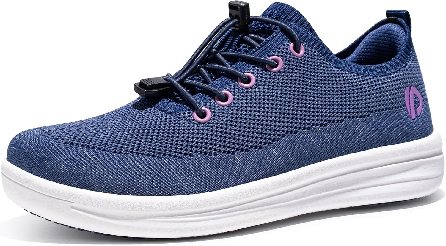 Women’s Slip On Walking Shoes with Adjustable Laces, Breathable Mesh Non-Slip Soles Lightweight Comfort Sneakers for Walking, Casual Wear & Sports