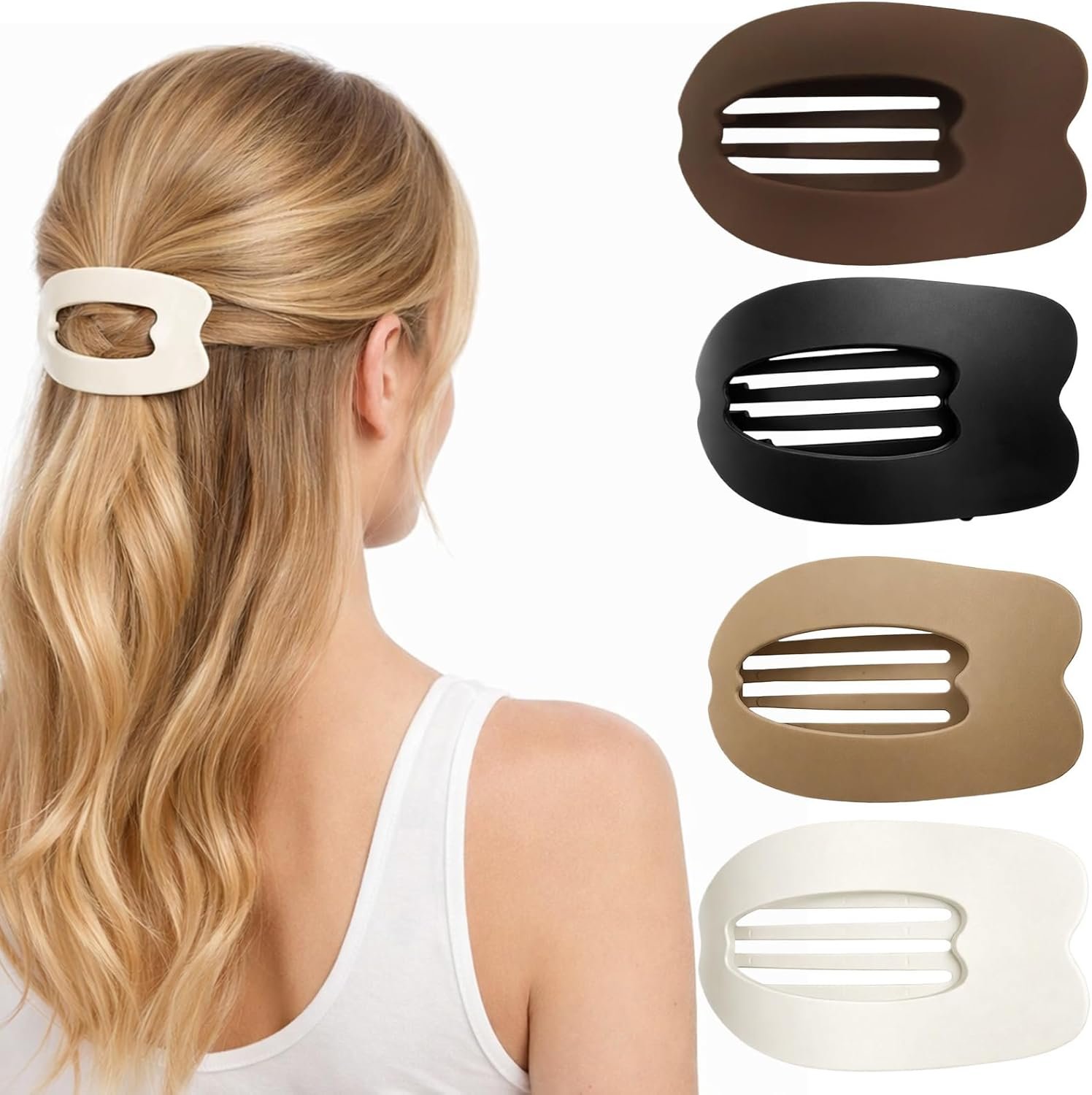 4-Pack Duckbill Hair Clips for Women,Flat Claw Design,Solid Color,Casual Elegant for Thick or Thin Hair,Suitable for All Hair Lengths