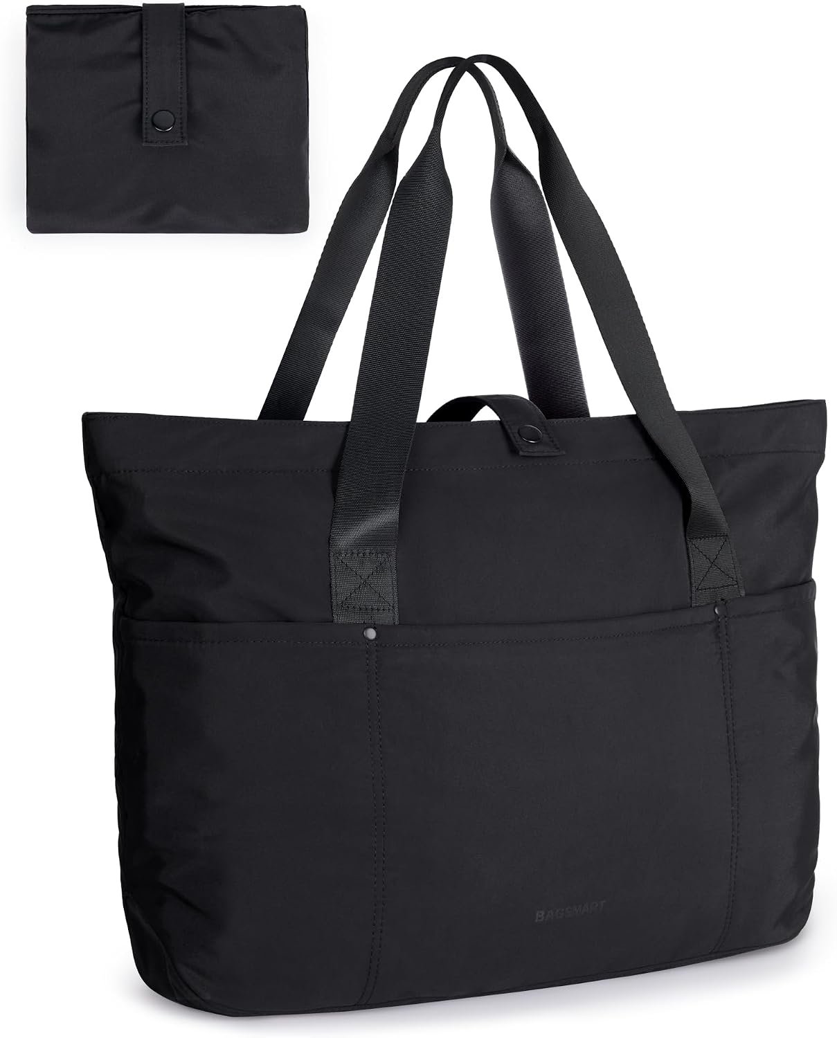 BAGSMART Tote Bag for Women, Foldable Tote Bag With Zipper Travel Shoulder Bag Handbag for Work