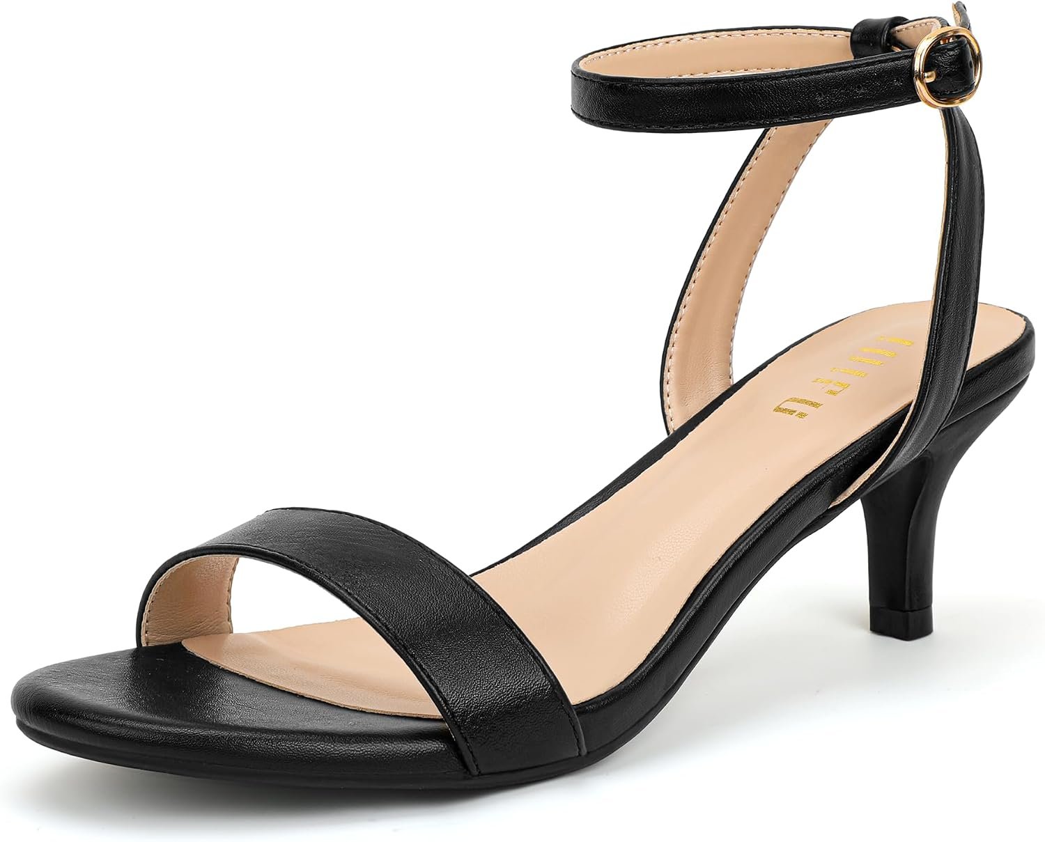 IDIFU IN2 Women’s Kitten Heels Low Open Toe Short Ankle Strap Heel Sandals | Round Toe Small Kitty Heeled Sandal Dressy Comfortable Cute Formal Dress Shoes for Prom Wedding Bride Party Evening Daily