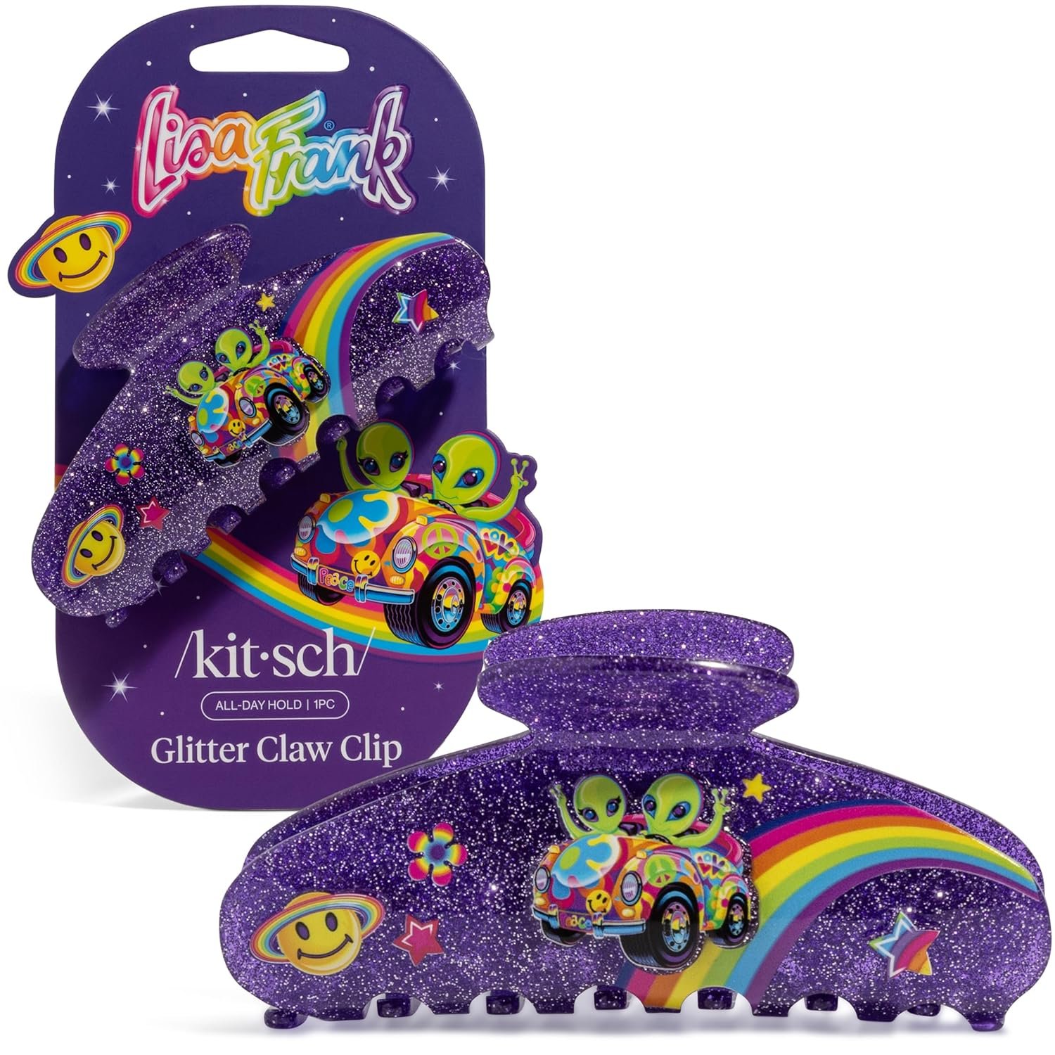 Lisa Frank x Kitsch Purple Glitter Hair Clip for Women – Secure Hold Claw Clip | Sparkly Hair Accessories with Strong Grip | Teens – Zoomer and Zorbit