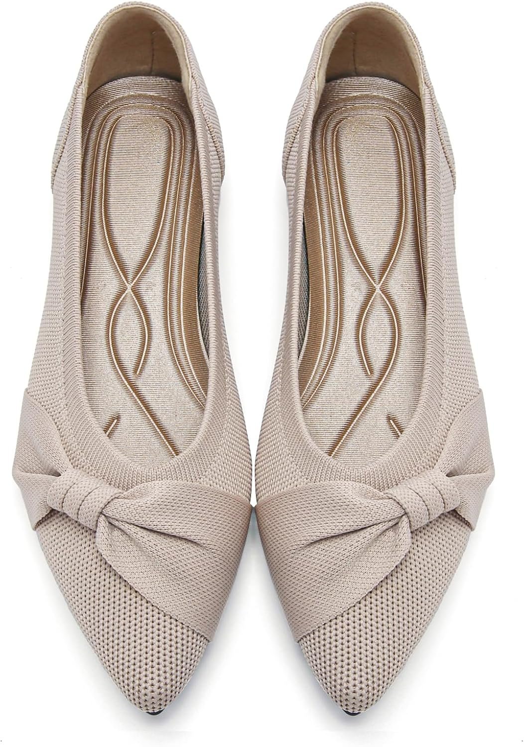 HIULYCENCE Pointed Toe Flats for Women Ballet Flats Comfortable Dressy Knit Lightweight Casual for Work Office Womens Flats