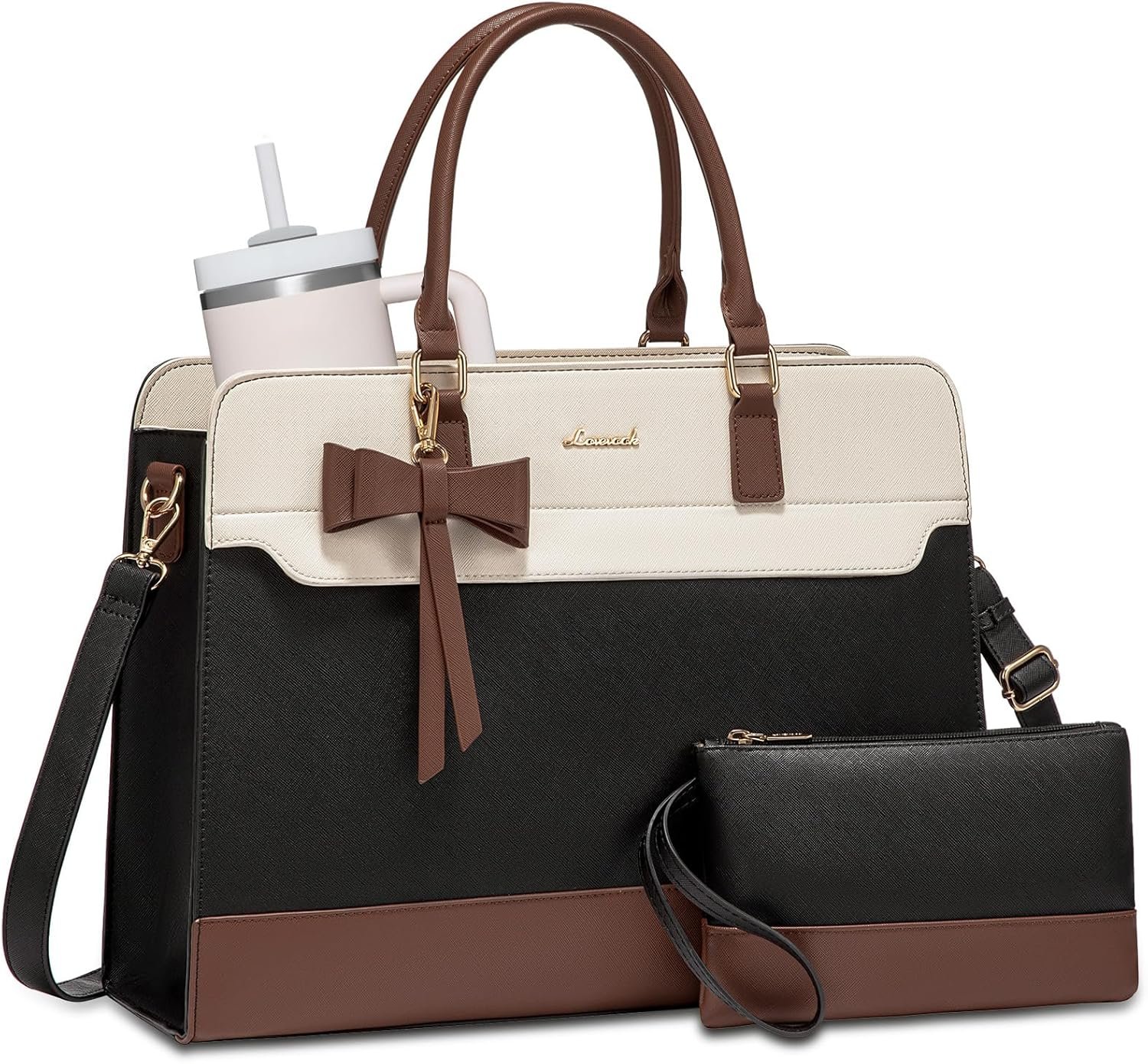 LOVEVOOK Laptop Tote Bag for Women,Leather Work Bag, Waterproof Business Teacher Bag,Large Computer Handbag Purse Briefcase,Office Gifts for Women