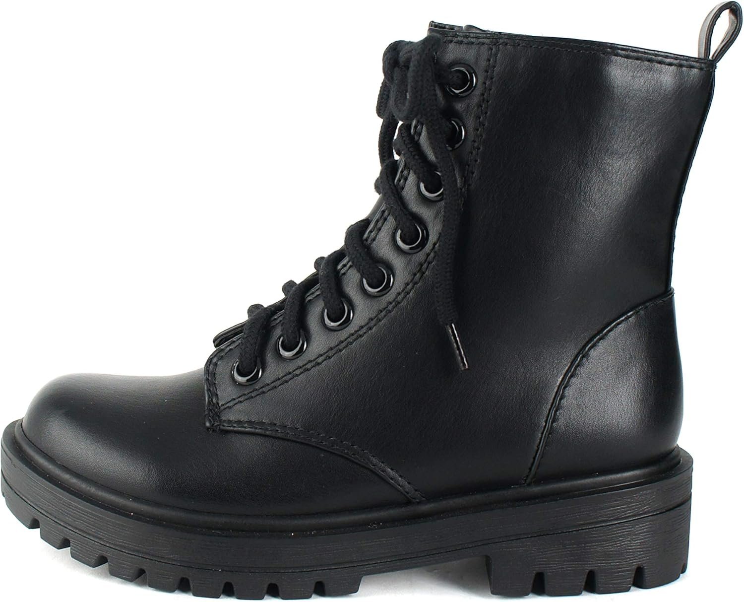 Soda FIRM – Lug Sole Combat Ankle Bootie Lace up w/Side Zipper