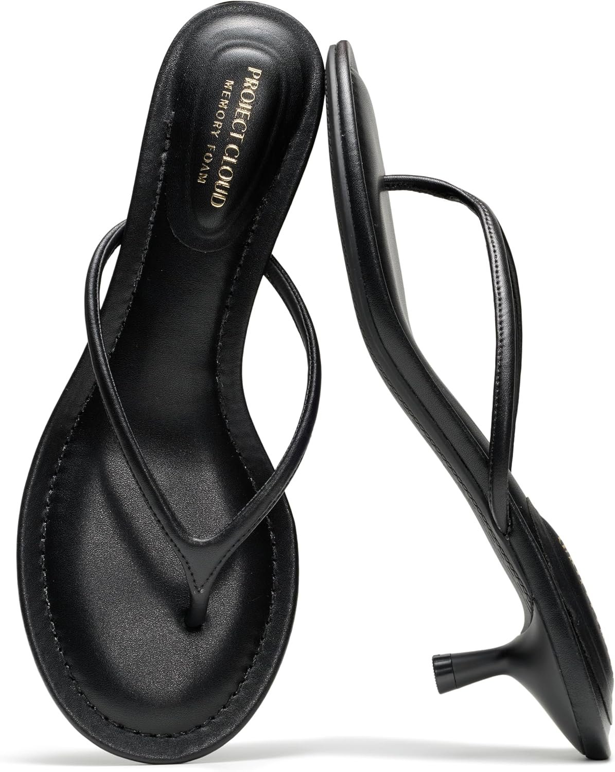 Project Cloud 100% Genuine Leather Fashion Kitten Heels for Women (Mango) | Memory Foam Insole and Lightweight Fashion Thong Heels Summer Sandals – All-Day Comfort Everyday Wear Use