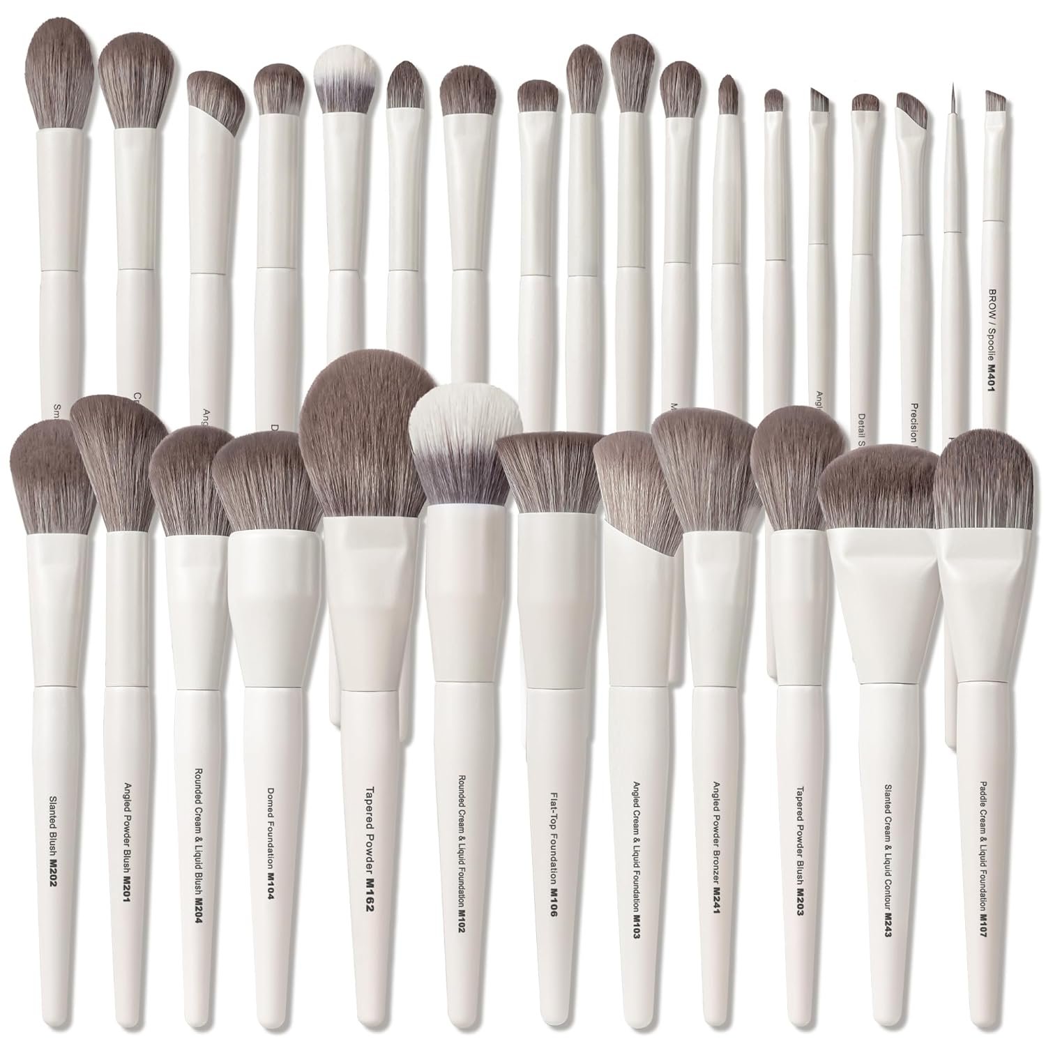 30 Pcs Pro Grade Makeup Brushes Set with Dense Ultra Soft Bristle | White Elegant Design Luxury Make up Brushes for Foundation,Face Blending Powder,Contour,Bronzer,Highlight,Concealer,Eyeshadow