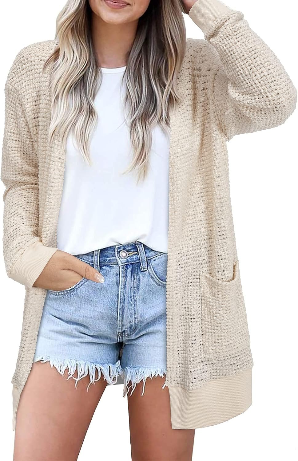 STYLEWORD Women’s Fashion Cardigan Sweater Lightweight Open Front Long Casual Beach Kimonos Outfits with Pockets