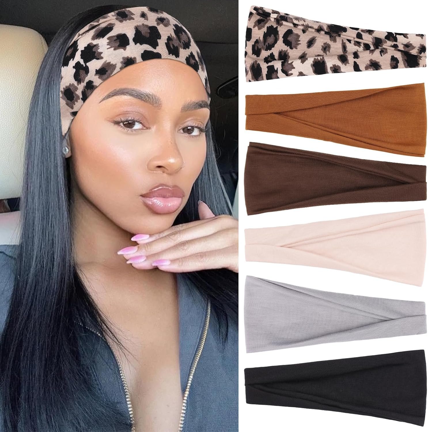 Wide Headbands for Women Trendy Women’s Head Bands,6 Packs | Non Slip Yoga Workout Hair Bands,Head Bands for Women’s Hair,for Everyday use/Running,Fashion Hair Accessories Band