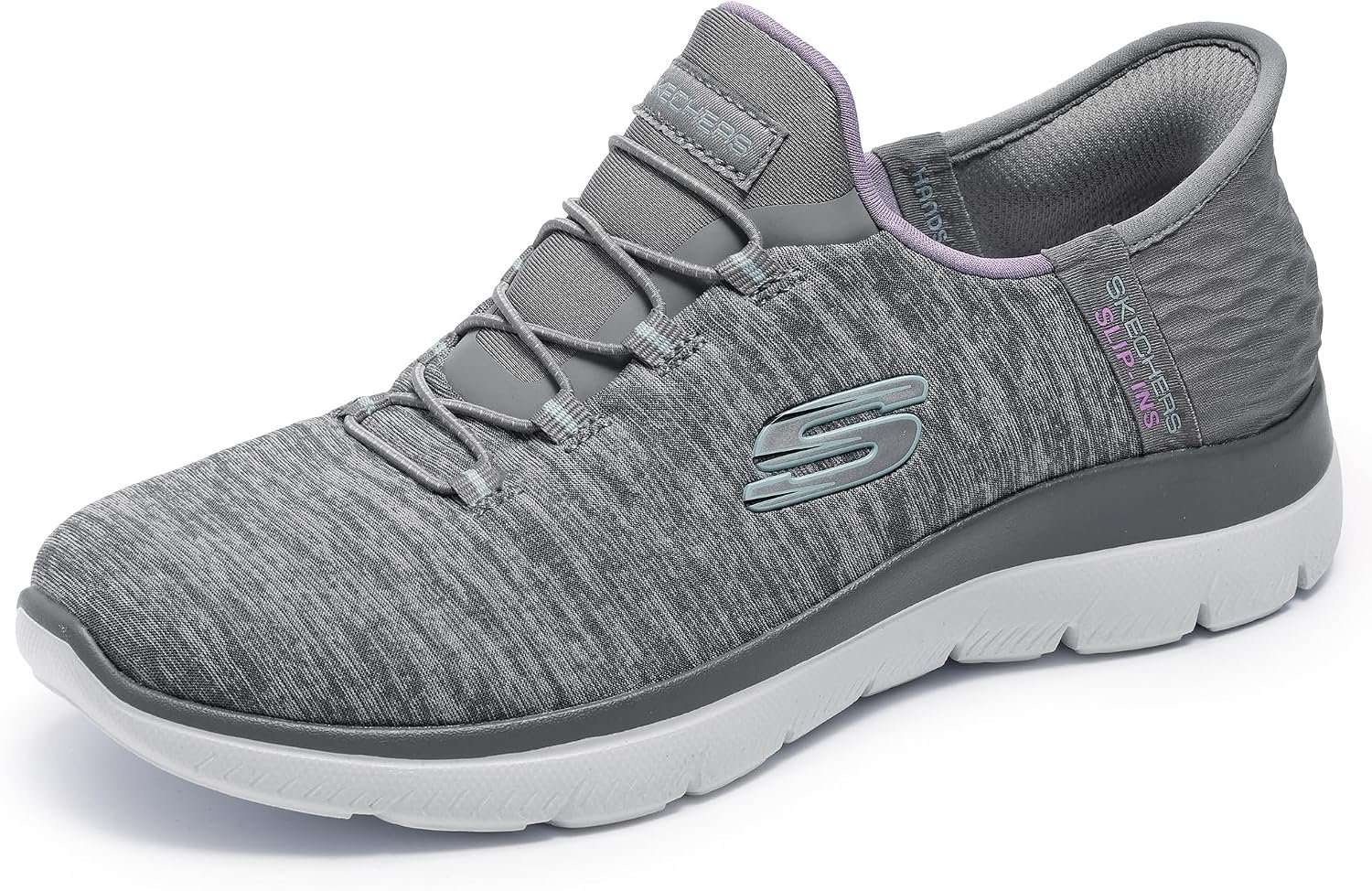 Skechers Women’s Summits Dazzling Haze Hands Free Slip-ins Sneaker | Slip-ins, Heel Pillow holds your foot secure, Air-Cooled Memory Foam Insole, Machine washable, Flexible traction outsole